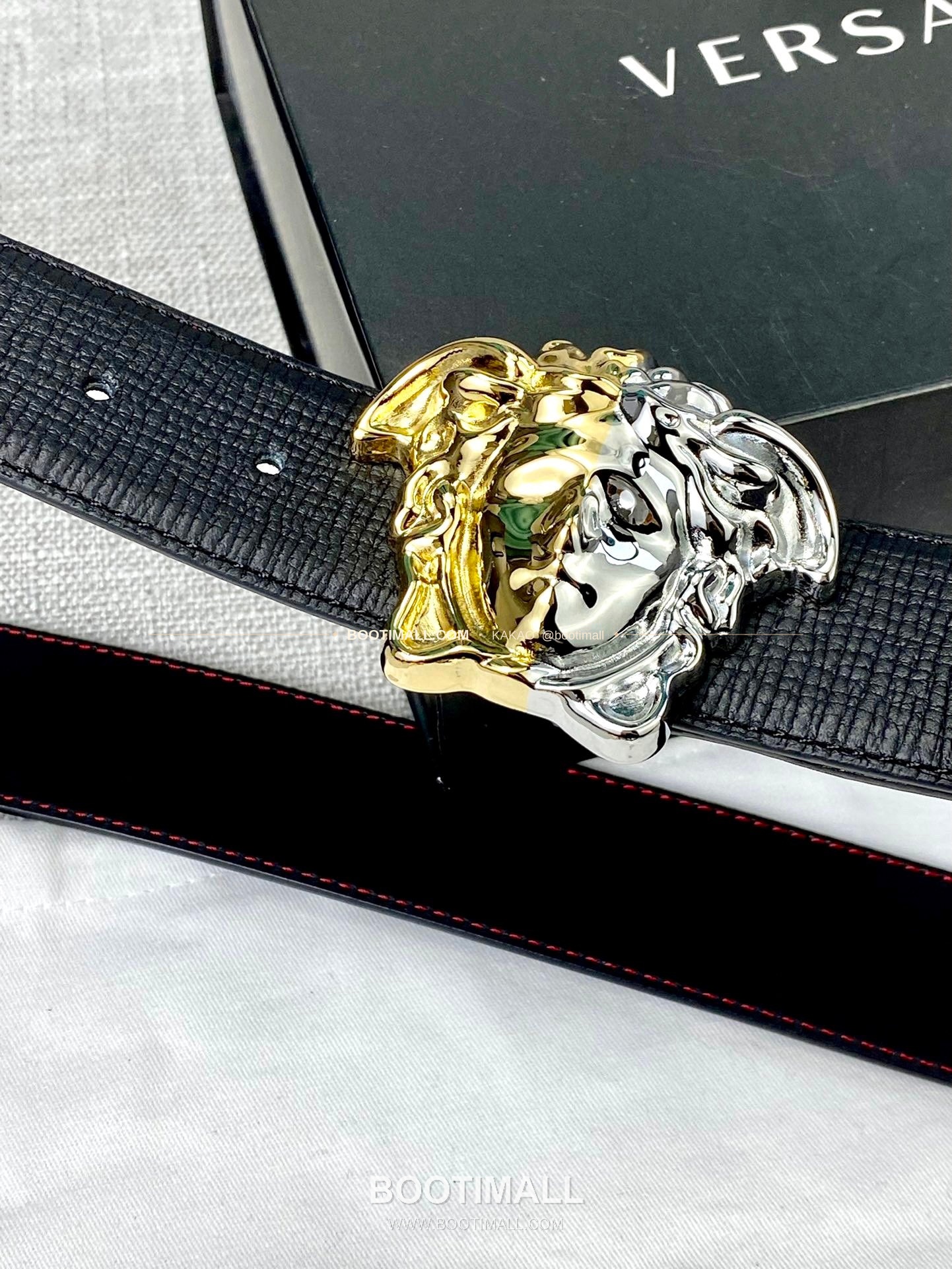 베르사체 리치드 카프스킨 메두사 플레이트 벨트 Versace Grained Calfskin Medusa Plate Belt 4cm 4