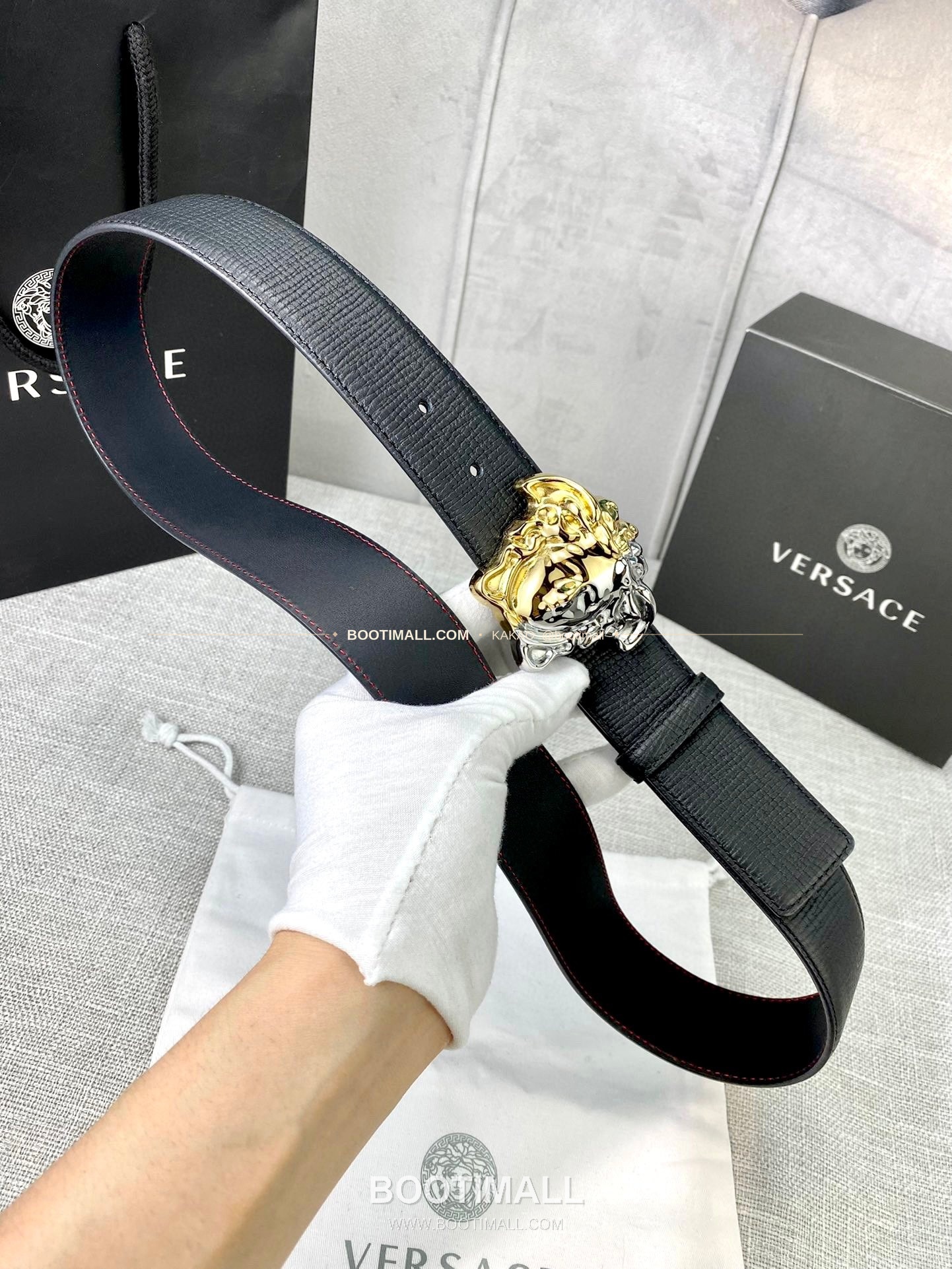 베르사체 리치드 카프스킨 메두사 플레이트 벨트 Versace Grained Calfskin Medusa Plate Belt 4cm 5