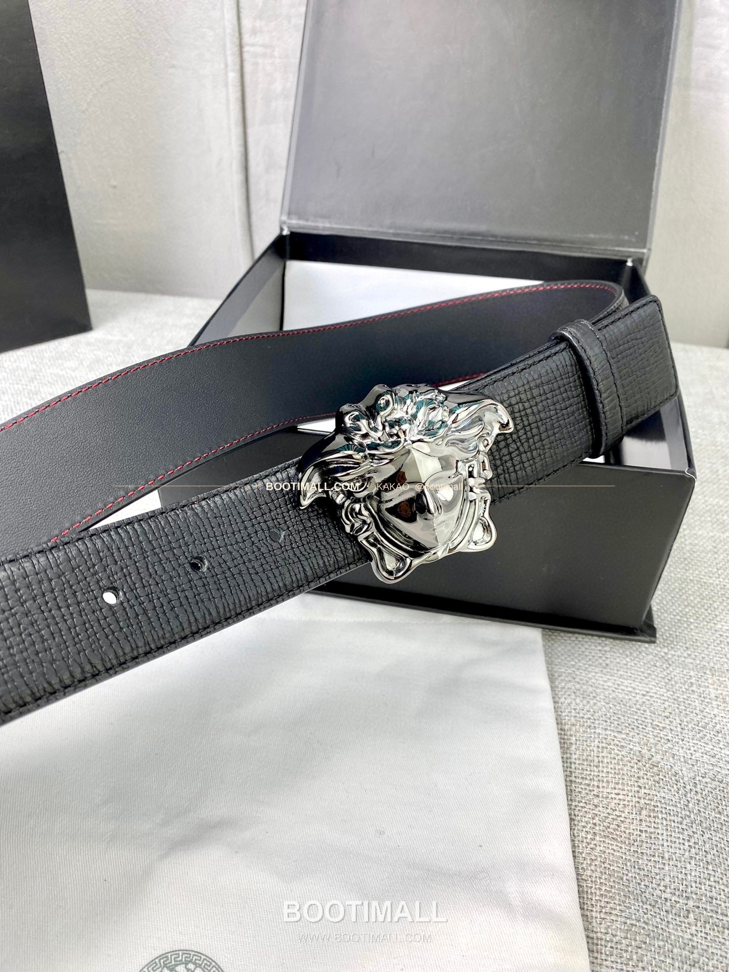 베르사체 리치드 카프스킨 메두사 플레이트 벨트 Versace Grained Calfskin Medusa Plate Belt 4cm 2