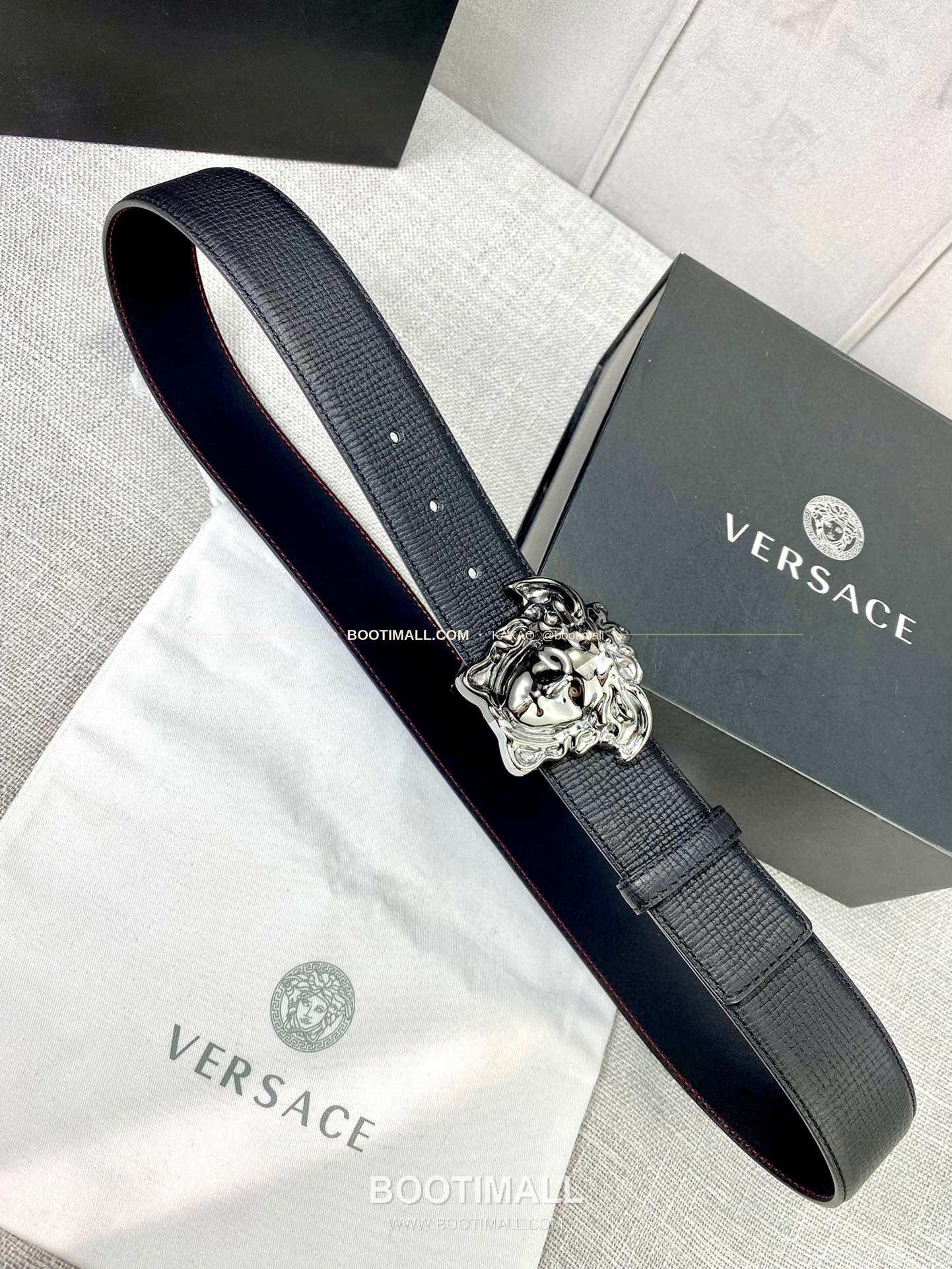 베르사체 리치드 카프스킨 메두사 플레이트 벨트 Versace Grained Calfskin Medusa Plate Belt 4cm 5