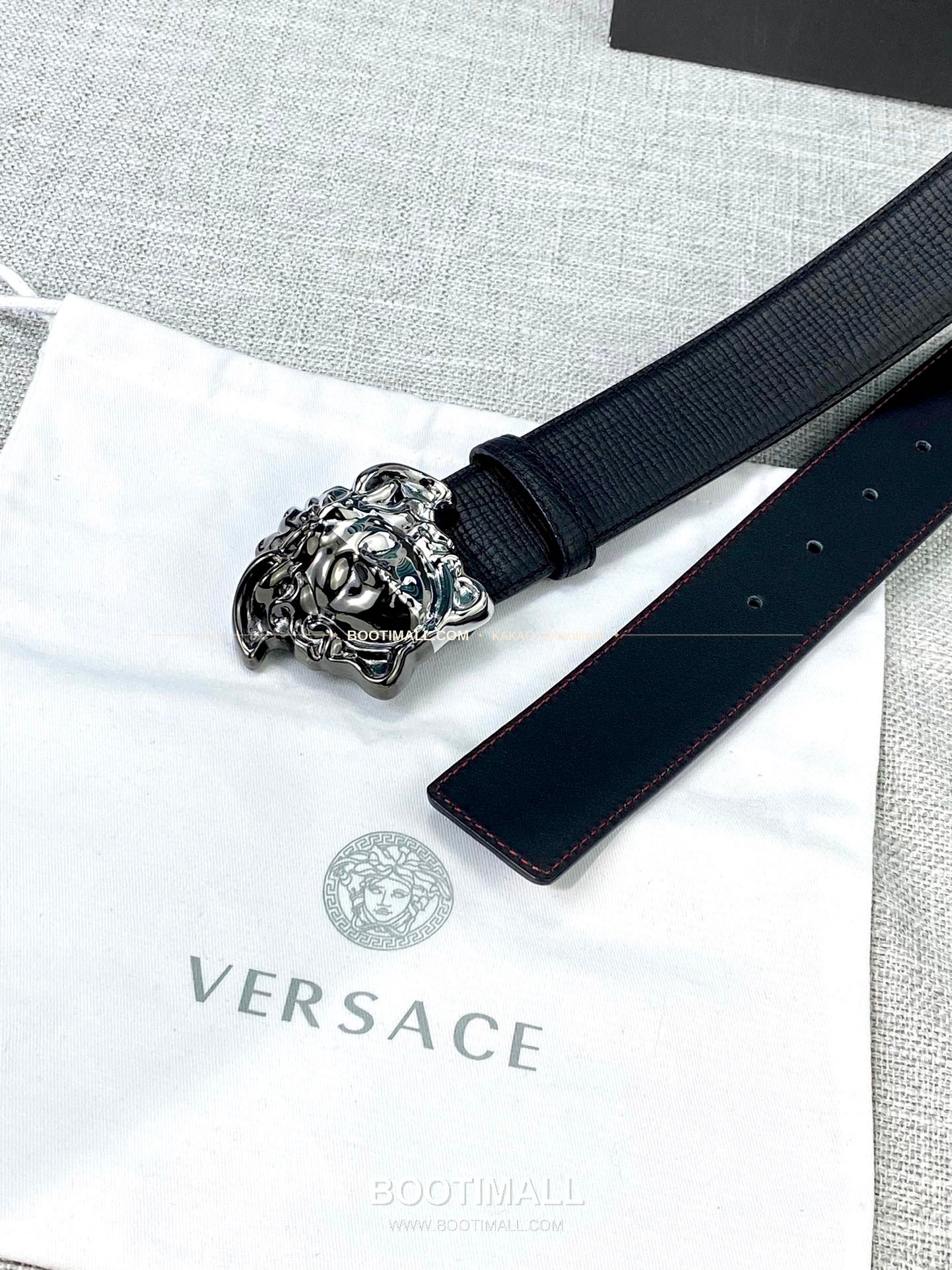 베르사체 리치드 카프스킨 메두사 플레이트 벨트 Versace Grained Calfskin Medusa Plate Belt 4cm 6