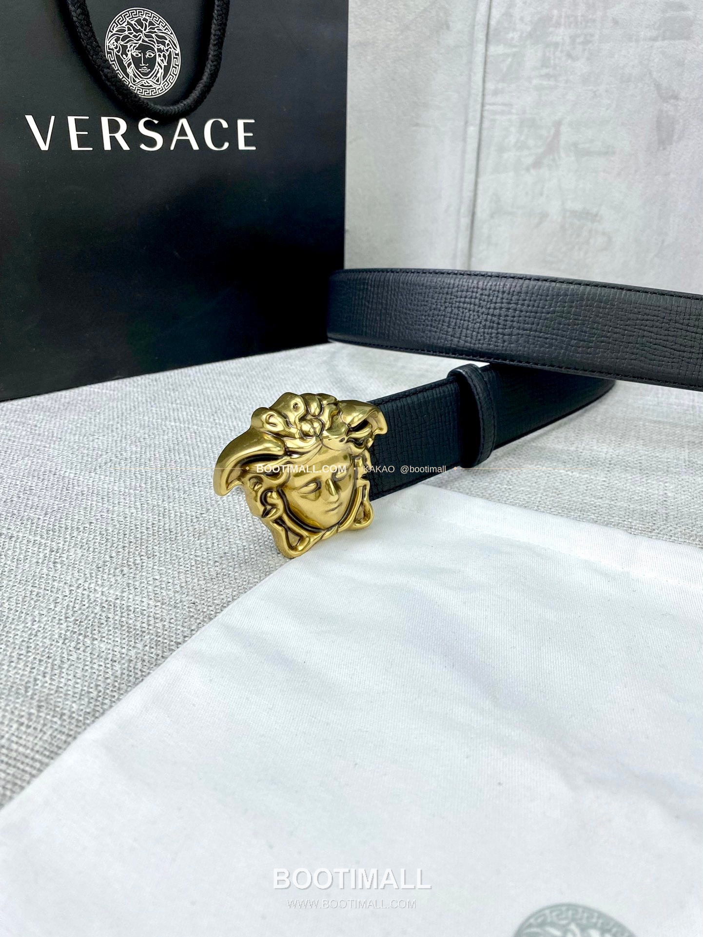 베르사체 리치드 카프스킨 메두사 플레이트 벨트 Versace Grained Calfskin Medusa Plate Belt 4cm 4