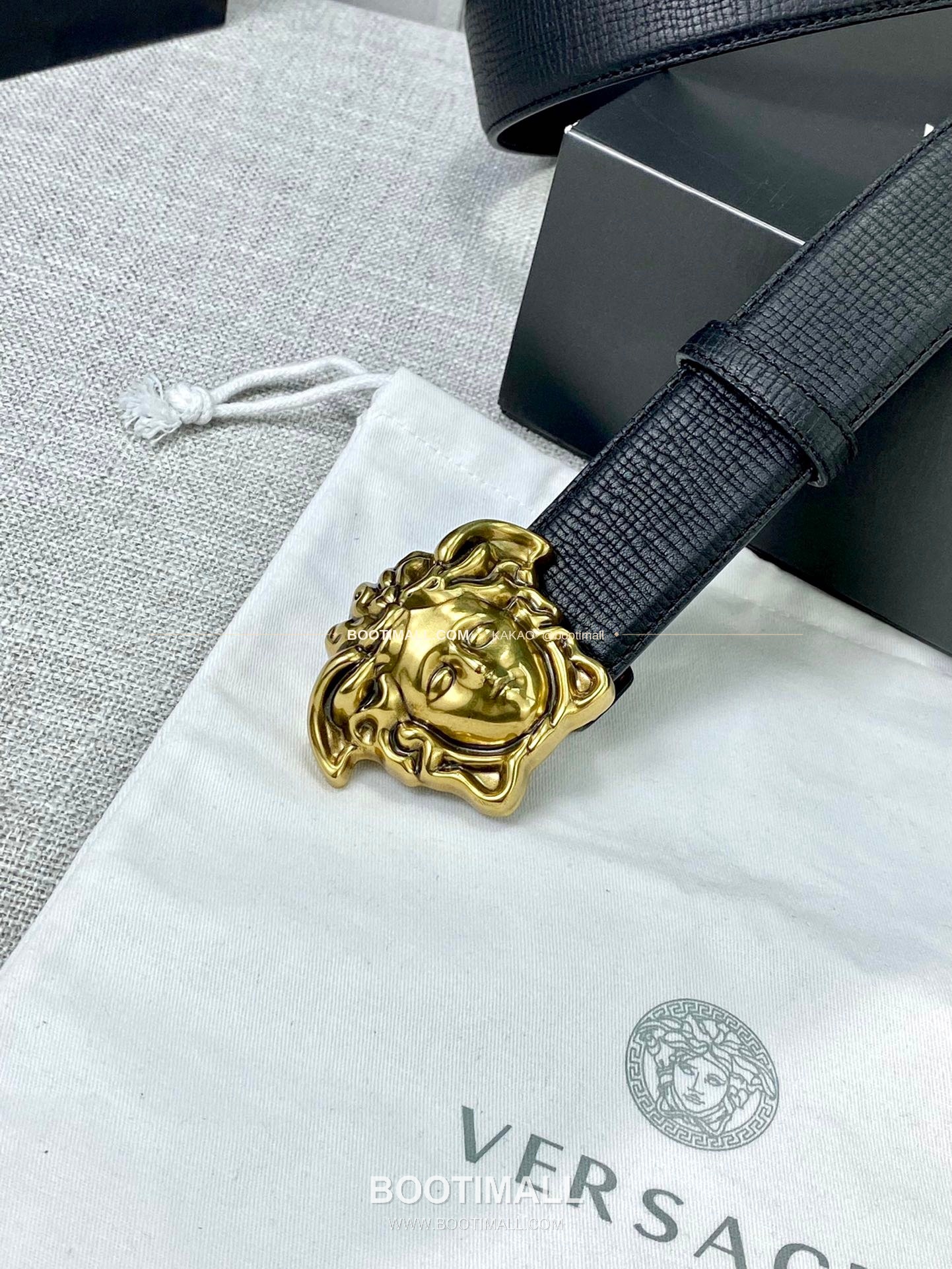 베르사체 리치드 카프스킨 메두사 플레이트 벨트 Versace Grained Calfskin Medusa Plate Belt 4cm 5
