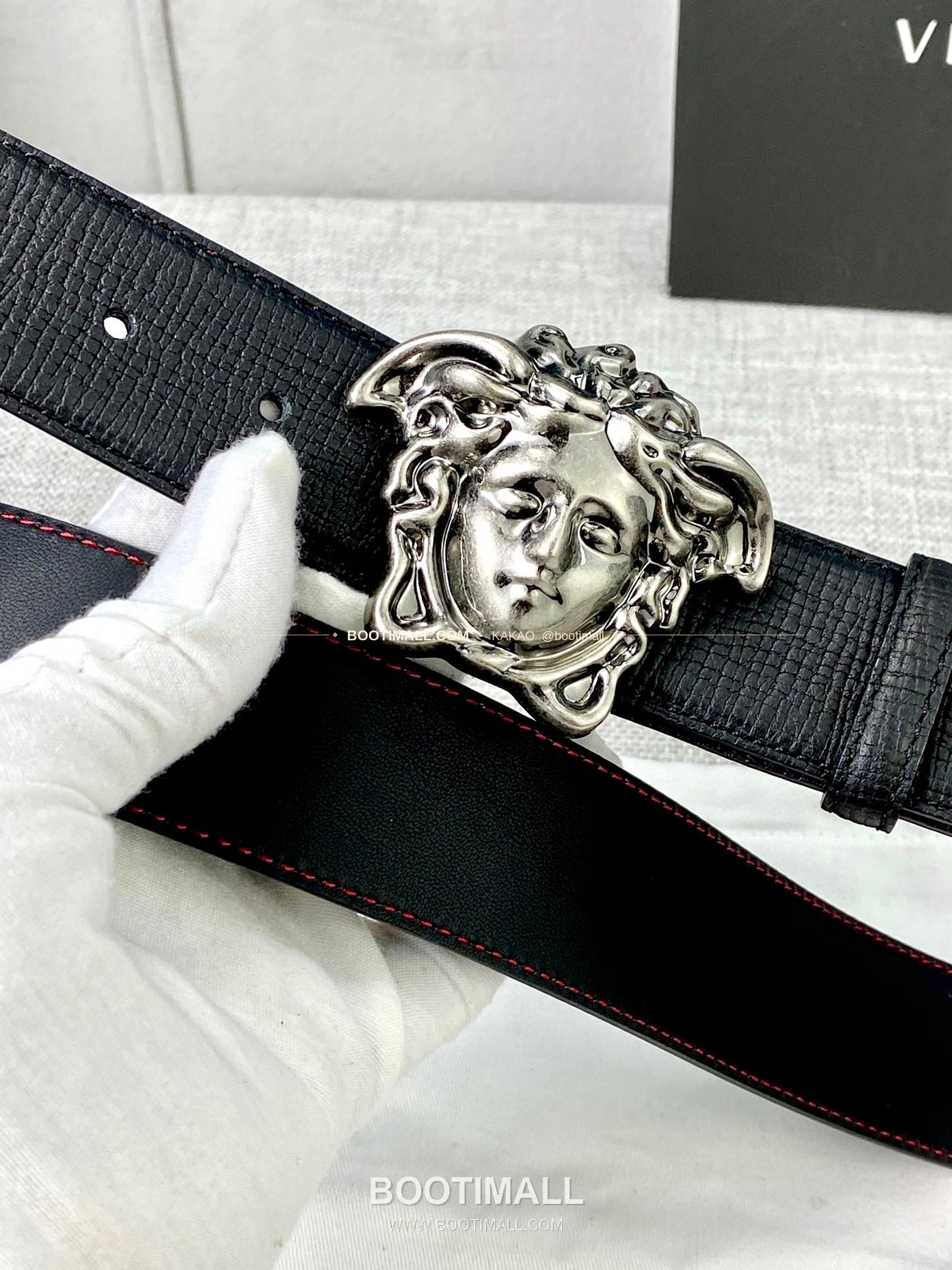 베르사체 리치드 카프스킨 메두사 플레이트 벨트 Versace Grained Calfskin Medusa Plate Belt 4cm 8