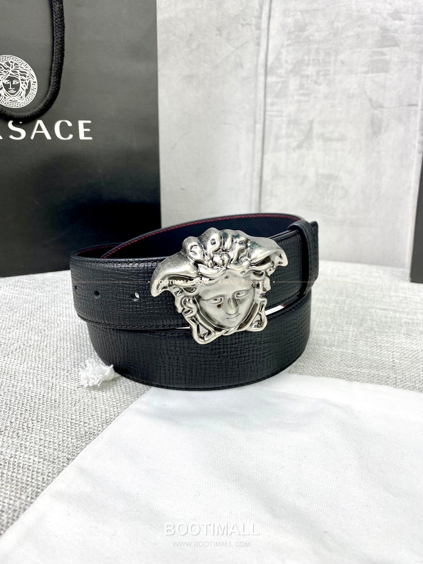 베르사체 리치드 카프스킨 메두사 플레이트 벨트 Versace Grained Calfskin Medusa Plate Belt 4cm 9