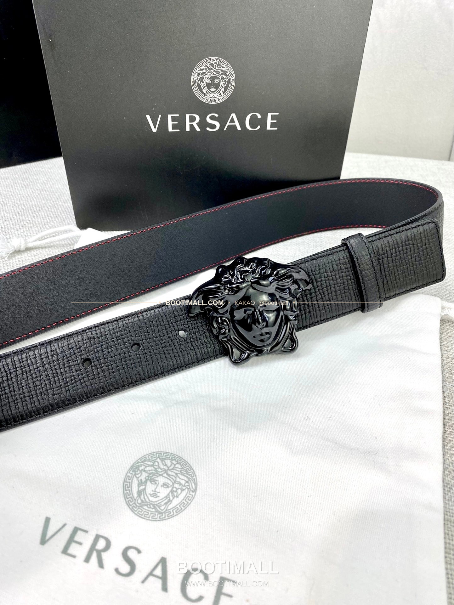 베르사체 리치드 카프스킨 메두사 플레이트 벨트 Versace Grained Calfskin Medusa Plate Belt 4cm 3