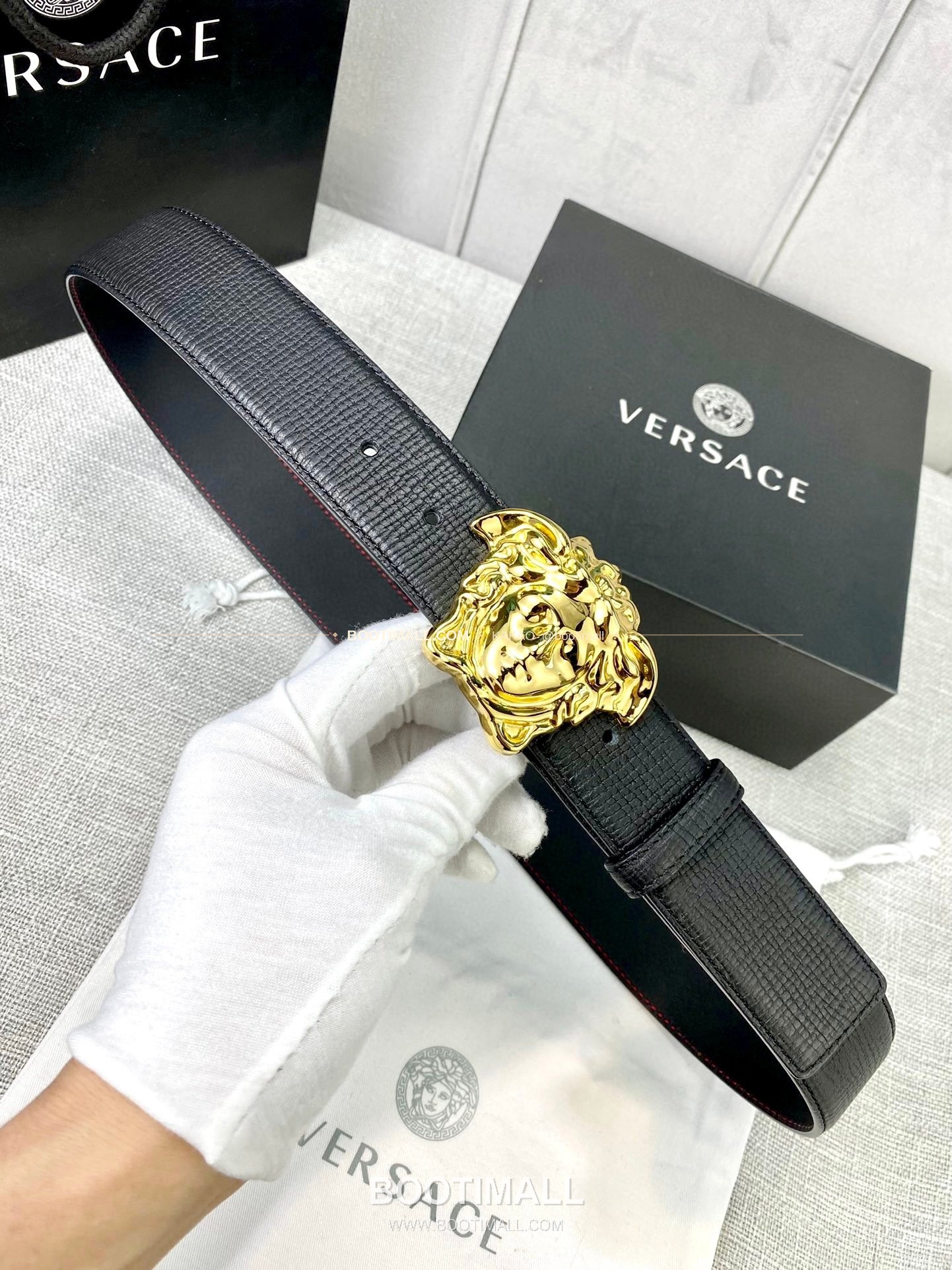 베르사체 리치드 카프스킨 메두사 플레이트 벨트 Versace Grained Calfskin Medusa Plate Belt 4cm 5