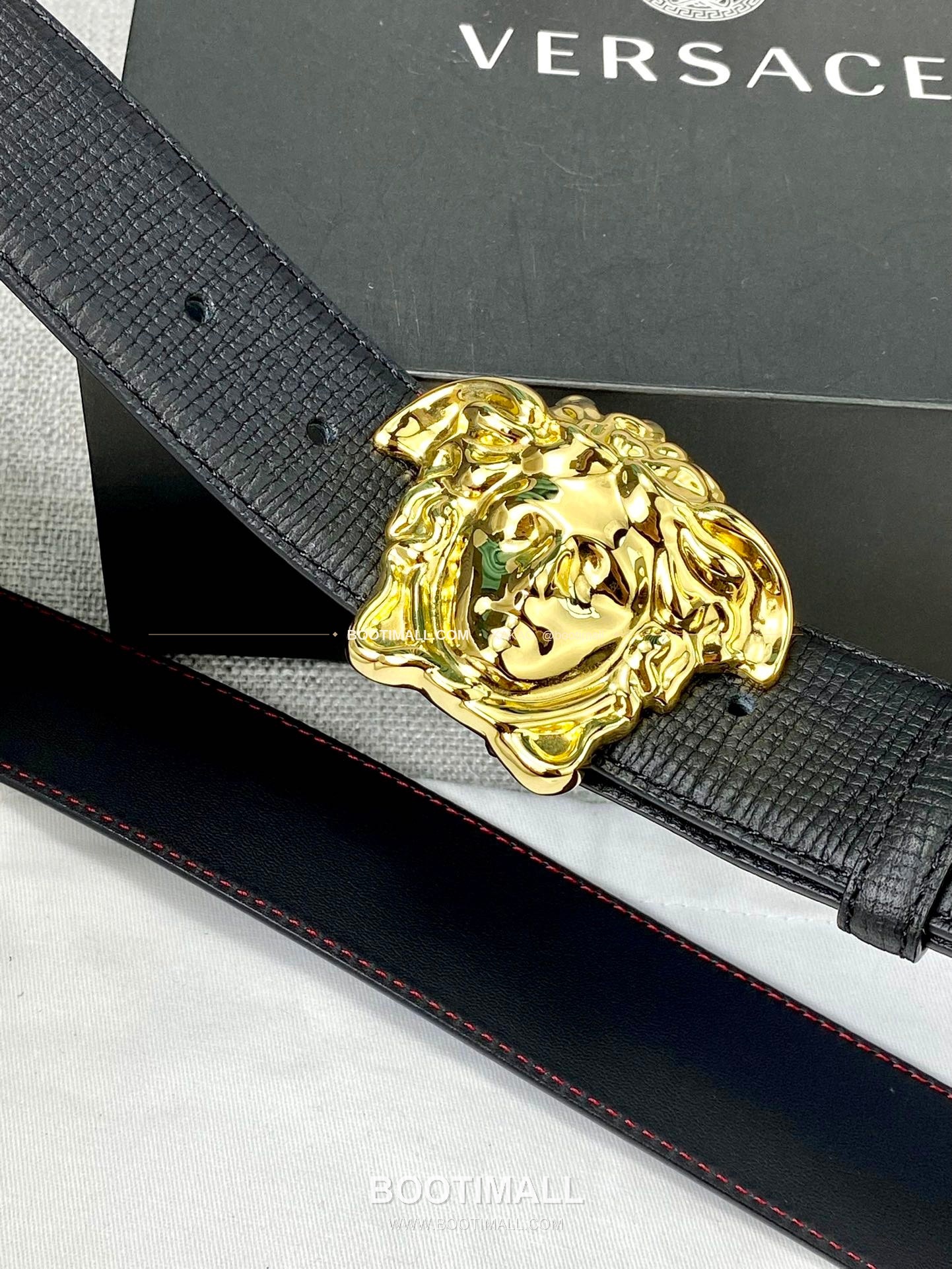 베르사체 리치드 카프스킨 메두사 플레이트 벨트 Versace Grained Calfskin Medusa Plate Belt 4cm 6