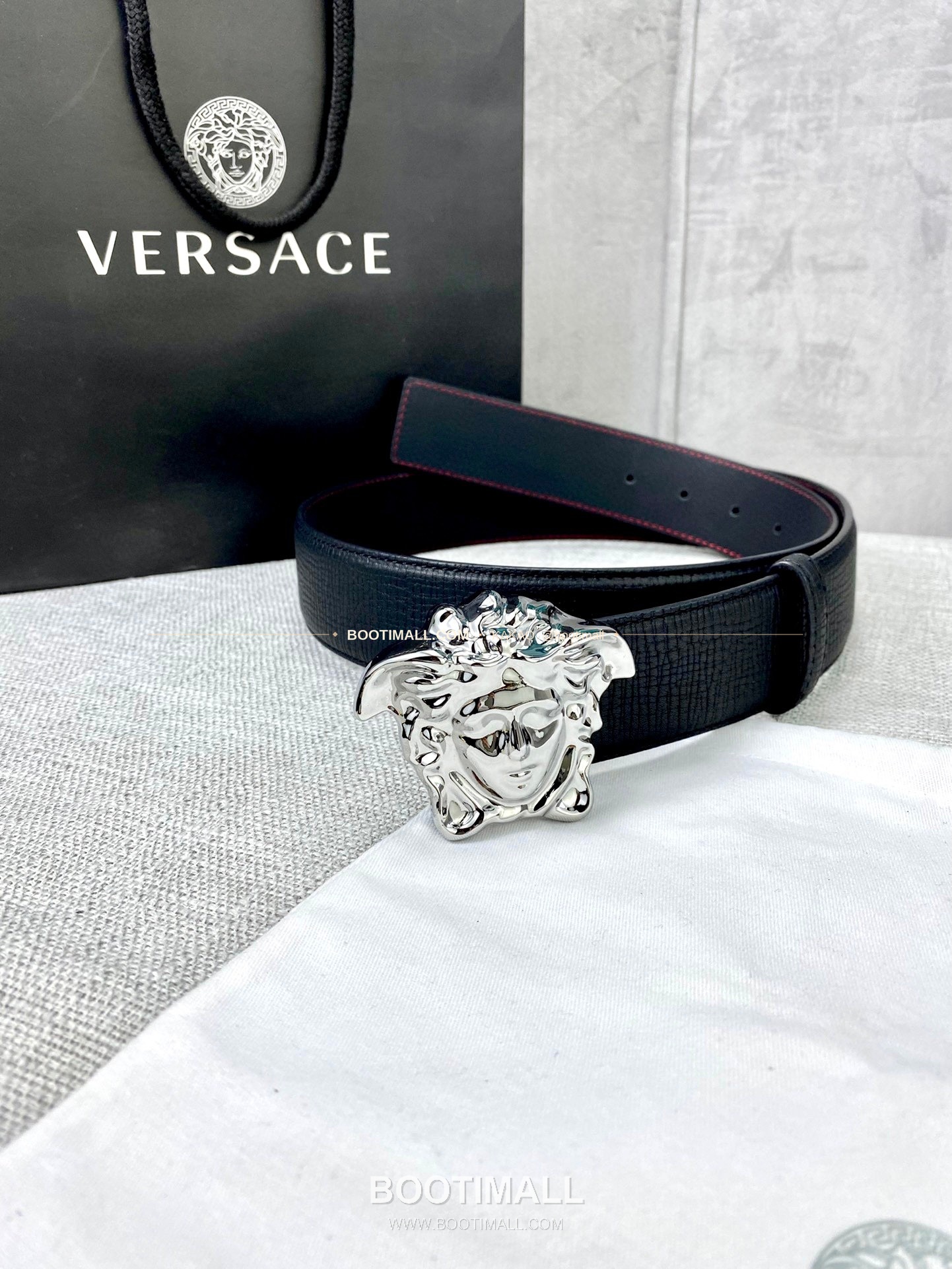 베르사체 리치드 카프스킨 메두사 플레이트 벨트 Versace Grained Calfskin Medusa Plate Belt 4cm 7