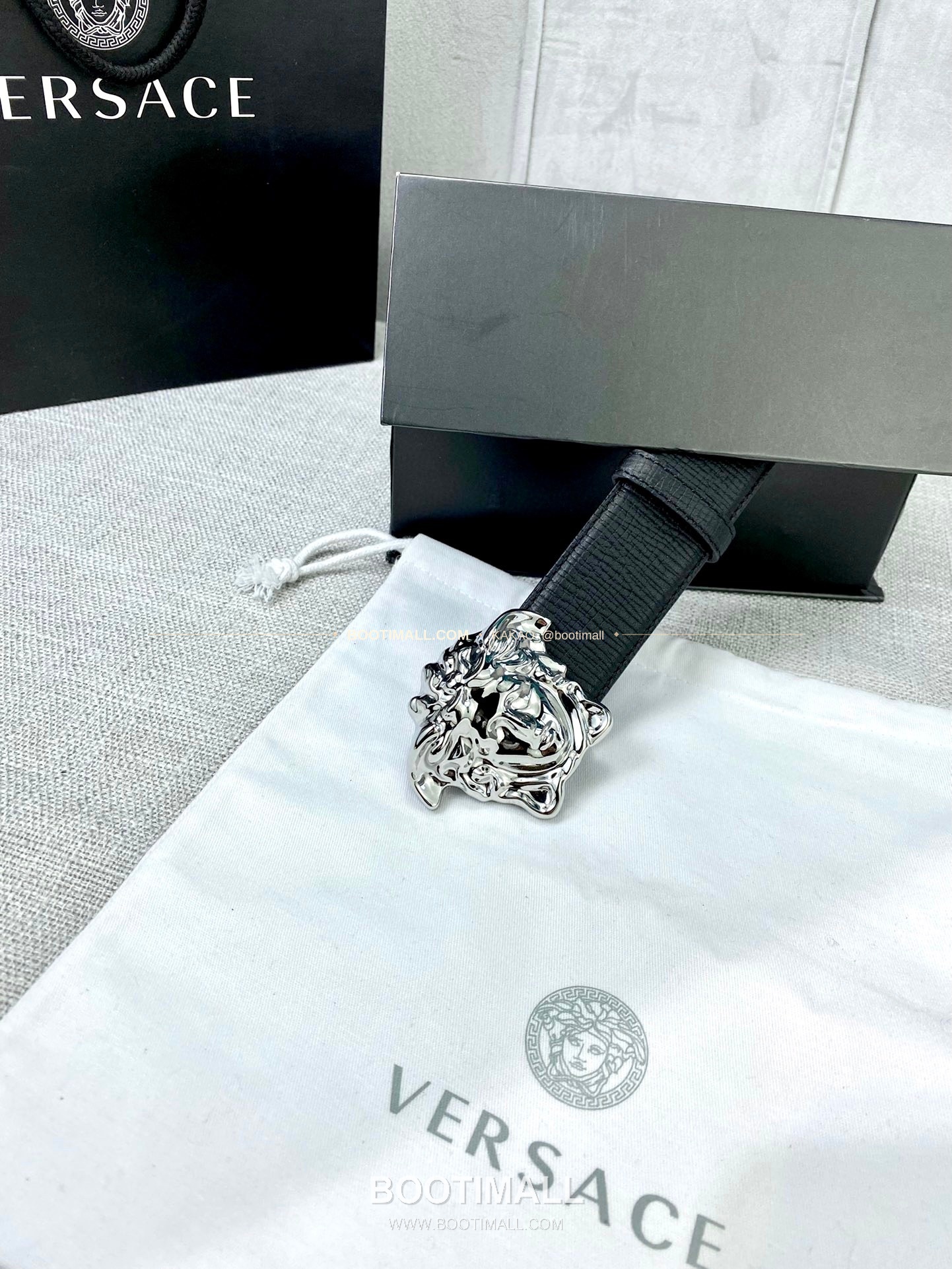 베르사체 리치드 카프스킨 메두사 플레이트 벨트 Versace Grained Calfskin Medusa Plate Belt 4cm 9
