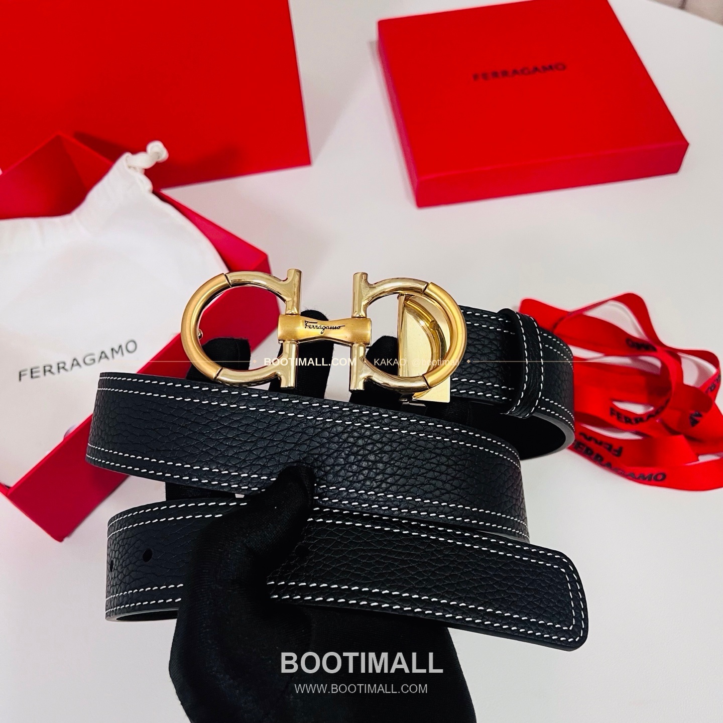 페라가모 간치니 카프스킨 더블버클 리버서블 벨트 Ferragamo Gancini Calfskin Double Buckle Reversible Belt 3.5cm 2