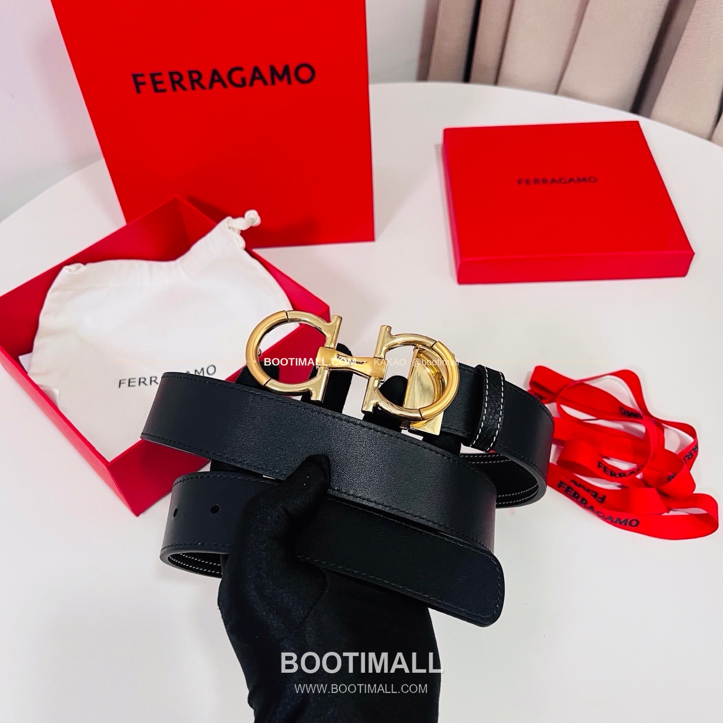 페라가모 간치니 카프스킨 더블버클 리버서블 벨트 Ferragamo Gancini Calfskin Double Buckle Reversible Belt 3.5cm 7