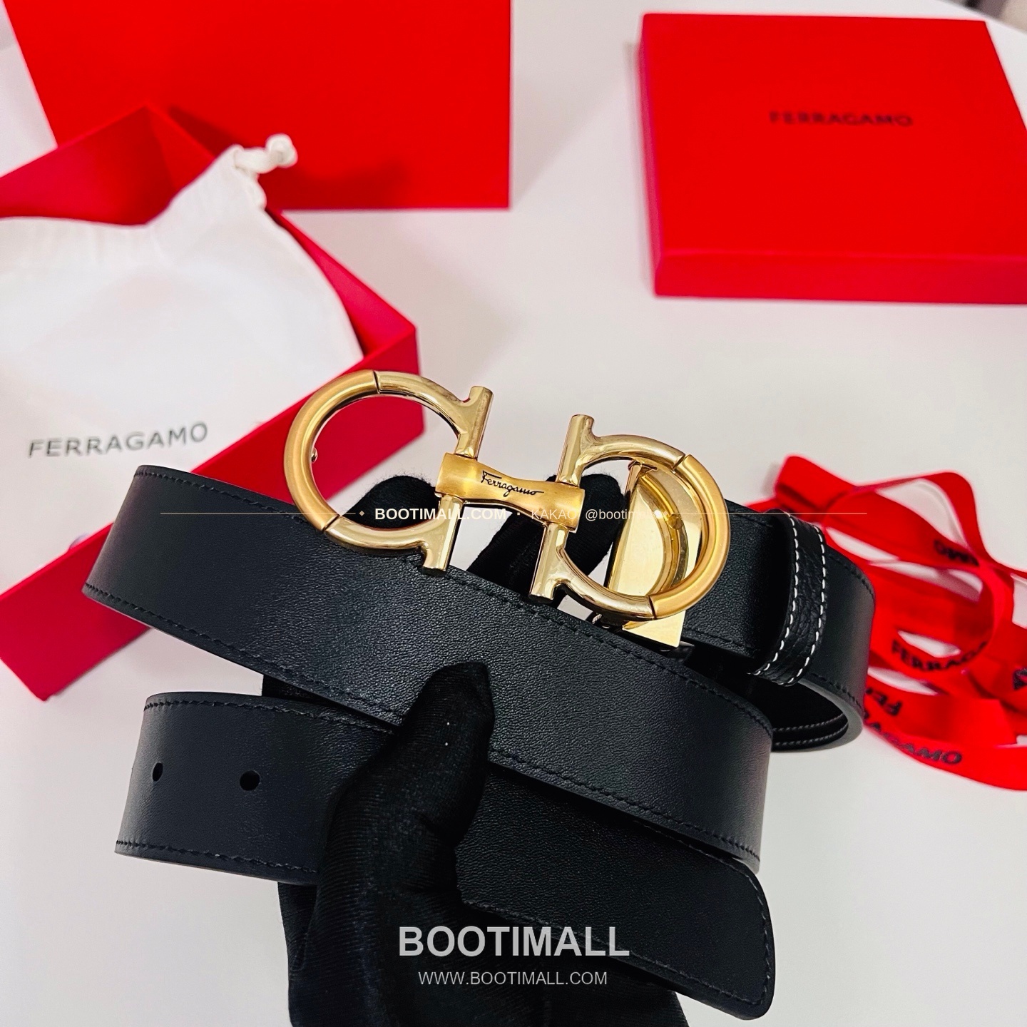 페라가모 간치니 카프스킨 더블버클 리버서블 벨트 Ferragamo Gancini Calfskin Double Buckle Reversible Belt 3.5cm 8