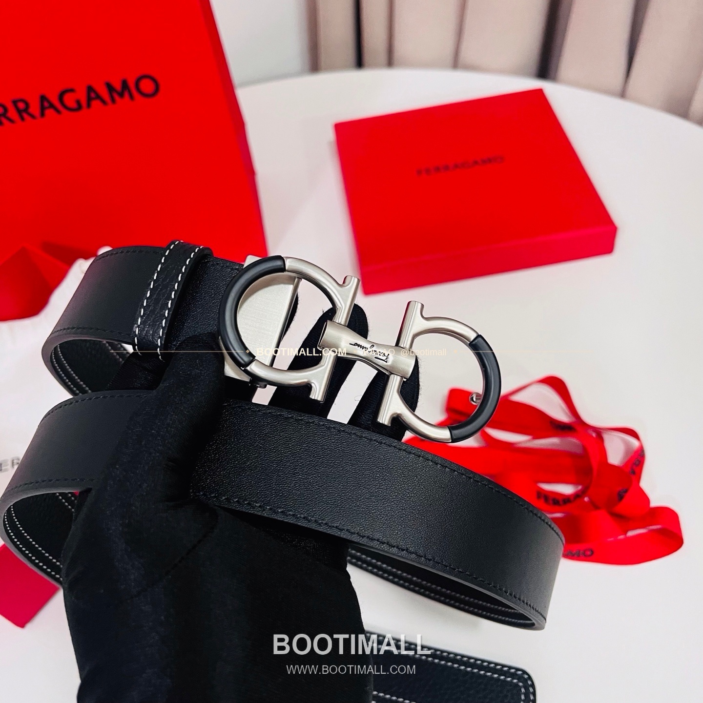 페라가모 간치니 카프스킨 더블버클 리버서블 벨트 Ferragamo Gancini Calfskin Double Buckle Reversible Belt 3.5cm 7