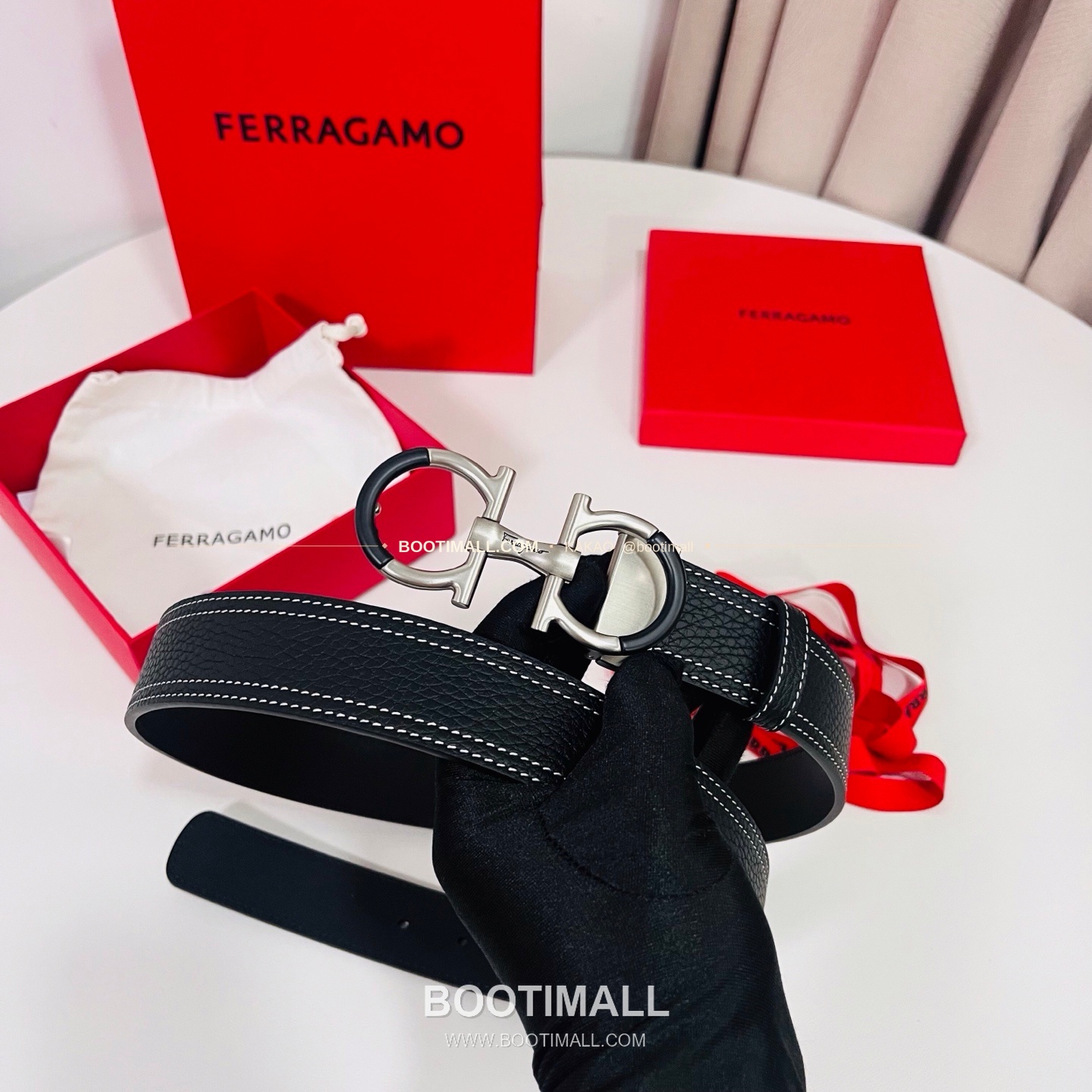 페라가모 간치니 카프스킨 더블버클 리버서블 벨트 Ferragamo Gancini Calfskin Double Buckle Reversible Belt 3.5cm 8