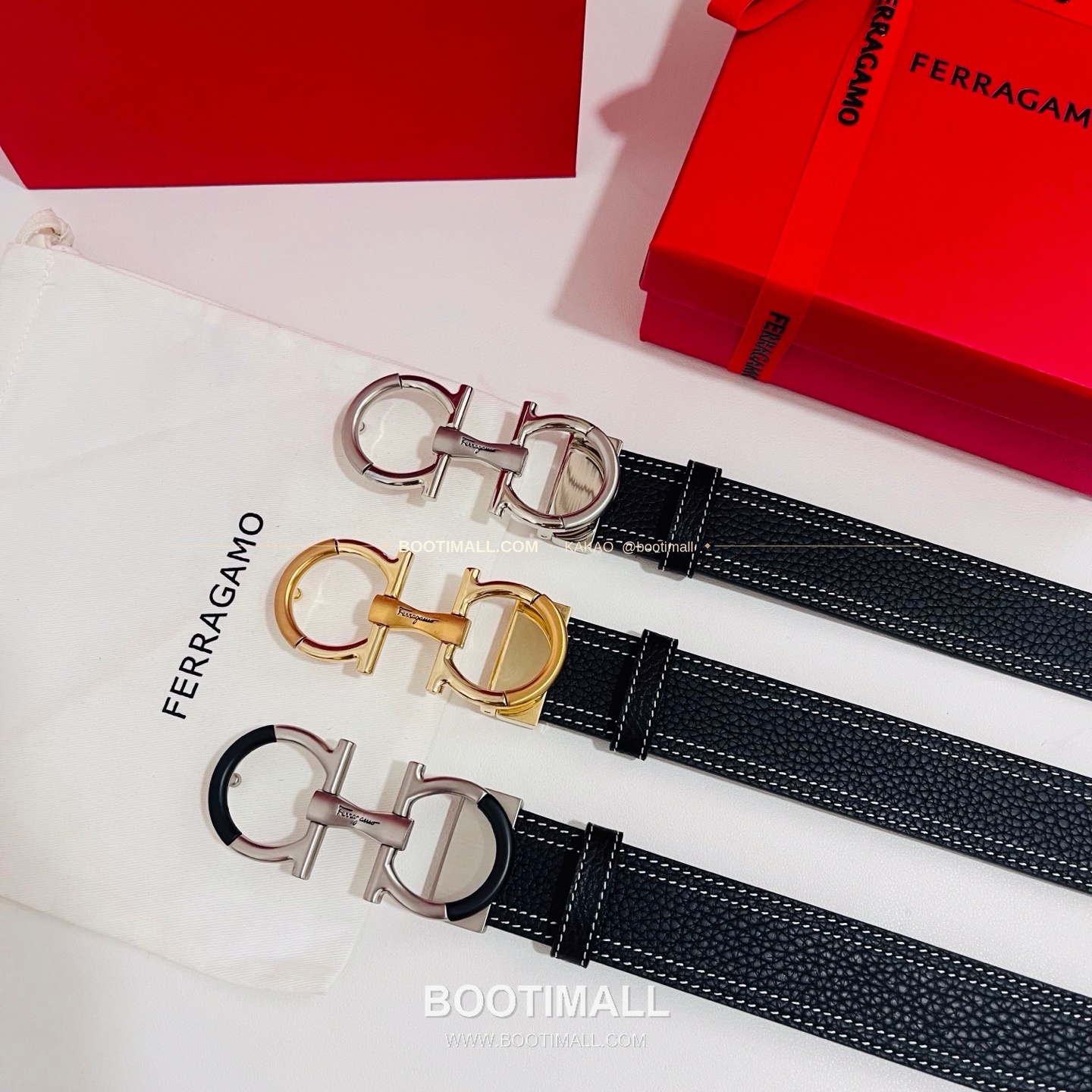 페라가모 간치니 카프스킨 더블버클 리버서블 벨트 Ferragamo Gancini Calfskin Double Buckle Reversible Belt 3.5cm 9