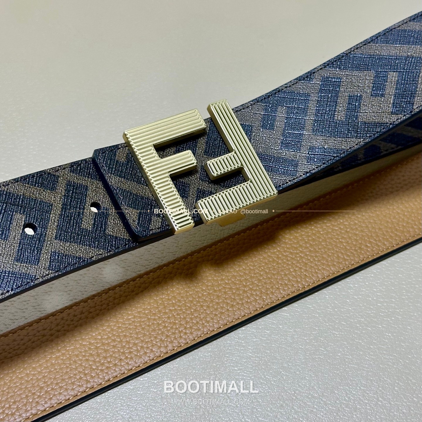 펜디 쿠오이오 로마노 가죽 FF 캔버스 리버서블 더블링 벨트 Fendi Cuoio Romano Leather FF Canvas Reversible Double Ring Belt 4cm 2