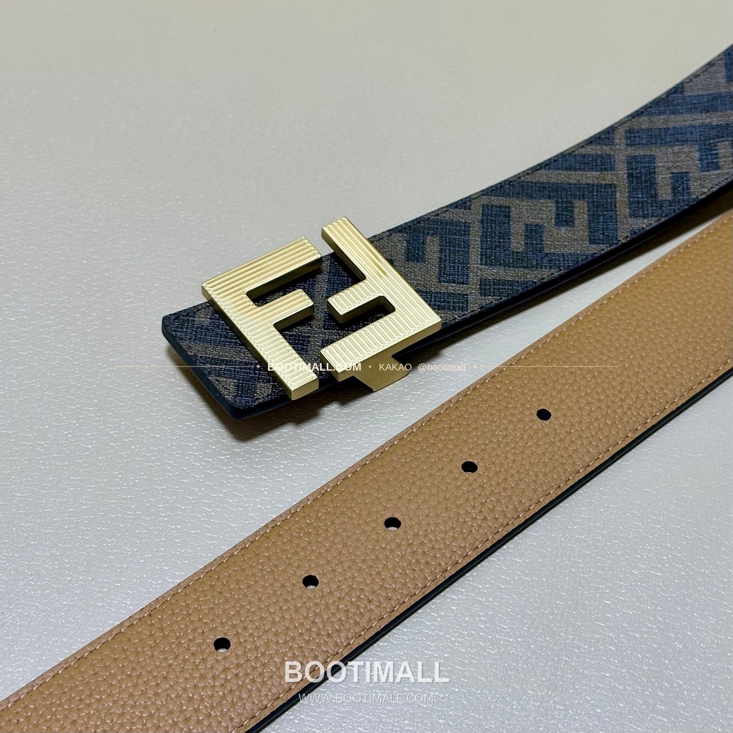 펜디 쿠오이오 로마노 가죽 FF 캔버스 리버서블 더블링 벨트 Fendi Cuoio Romano Leather FF Canvas Reversible Double Ring Belt 4cm 3