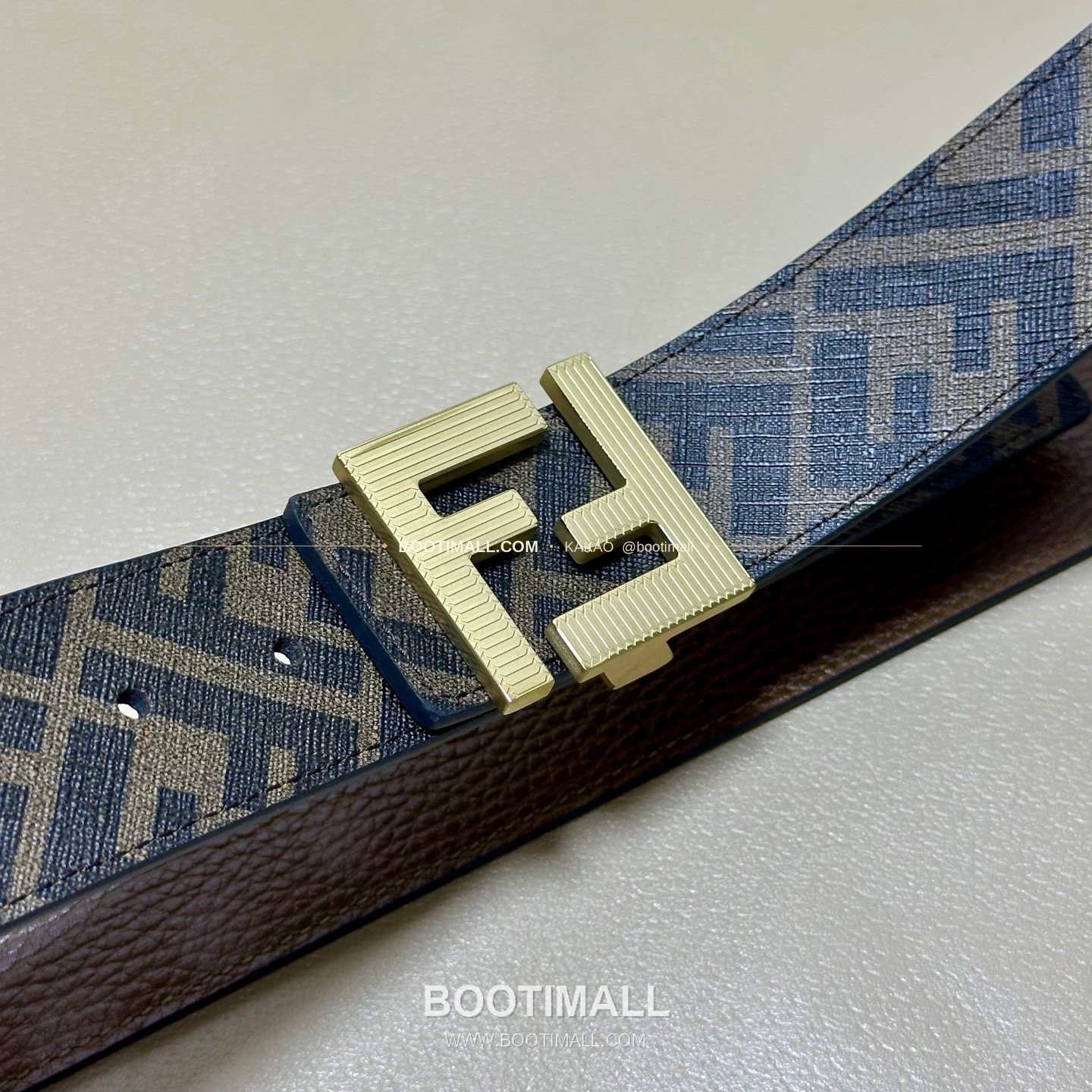 펜디 쿠오이오 로마노 가죽 FF 캔버스 리버서블 더블링 벨트 Fendi Cuoio Romano Leather FF Canvas Reversible Double Ring Belt 4cm 2
