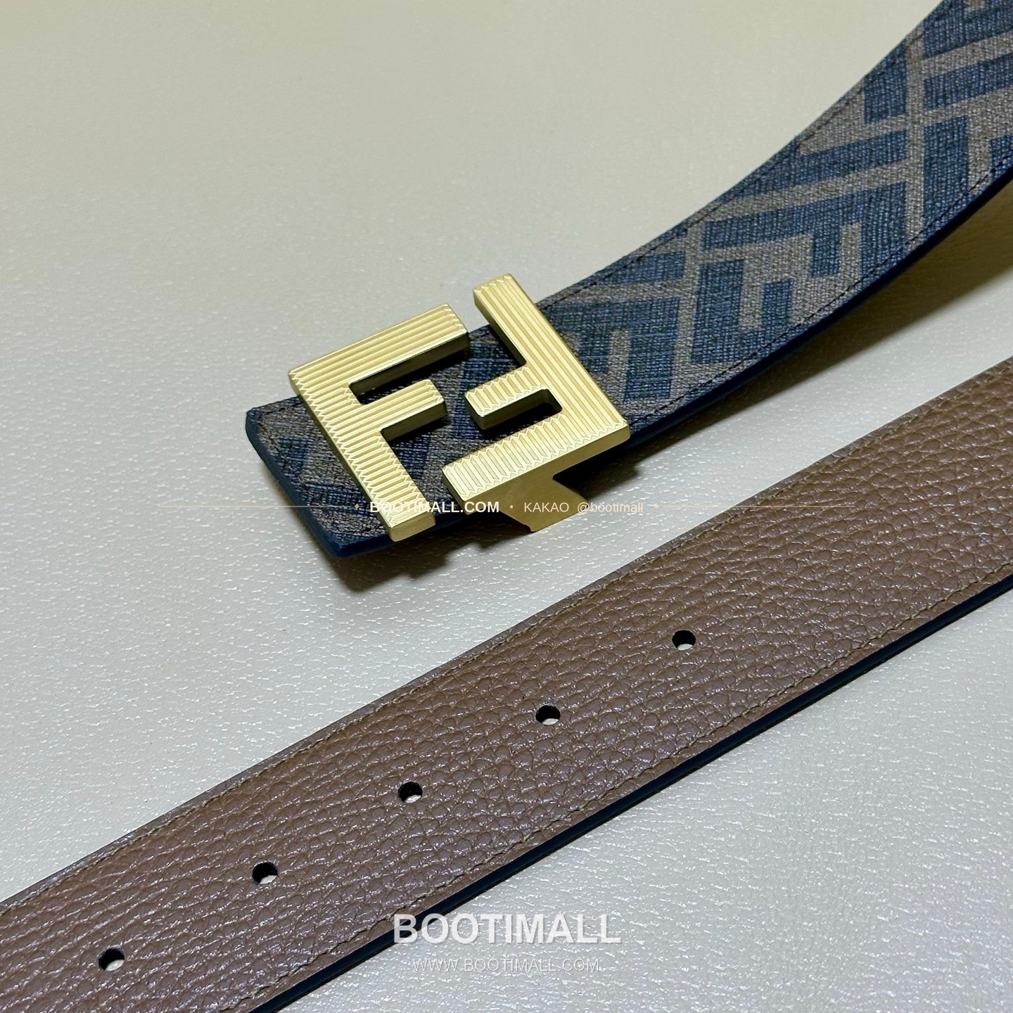 펜디 쿠오이오 로마노 가죽 FF 캔버스 리버서블 더블링 벨트 Fendi Cuoio Romano Leather FF Canvas Reversible Double Ring Belt 4cm 3