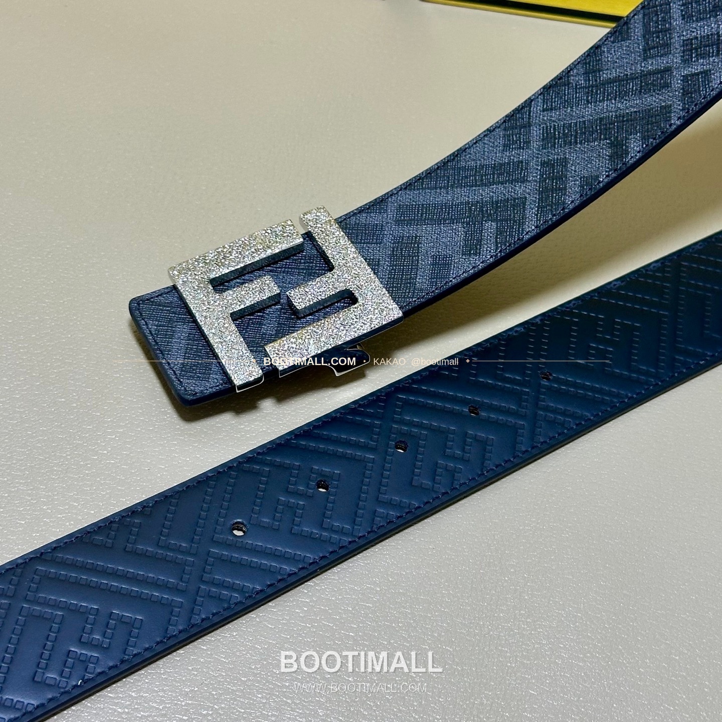 펜디 쿠오이오 로마노 가죽 FF 캔버스 리버서블 더블링 벨트 Fendi Cuoio Romano Leather FF Canvas Reversible Double Ring Belt 4cm 3
