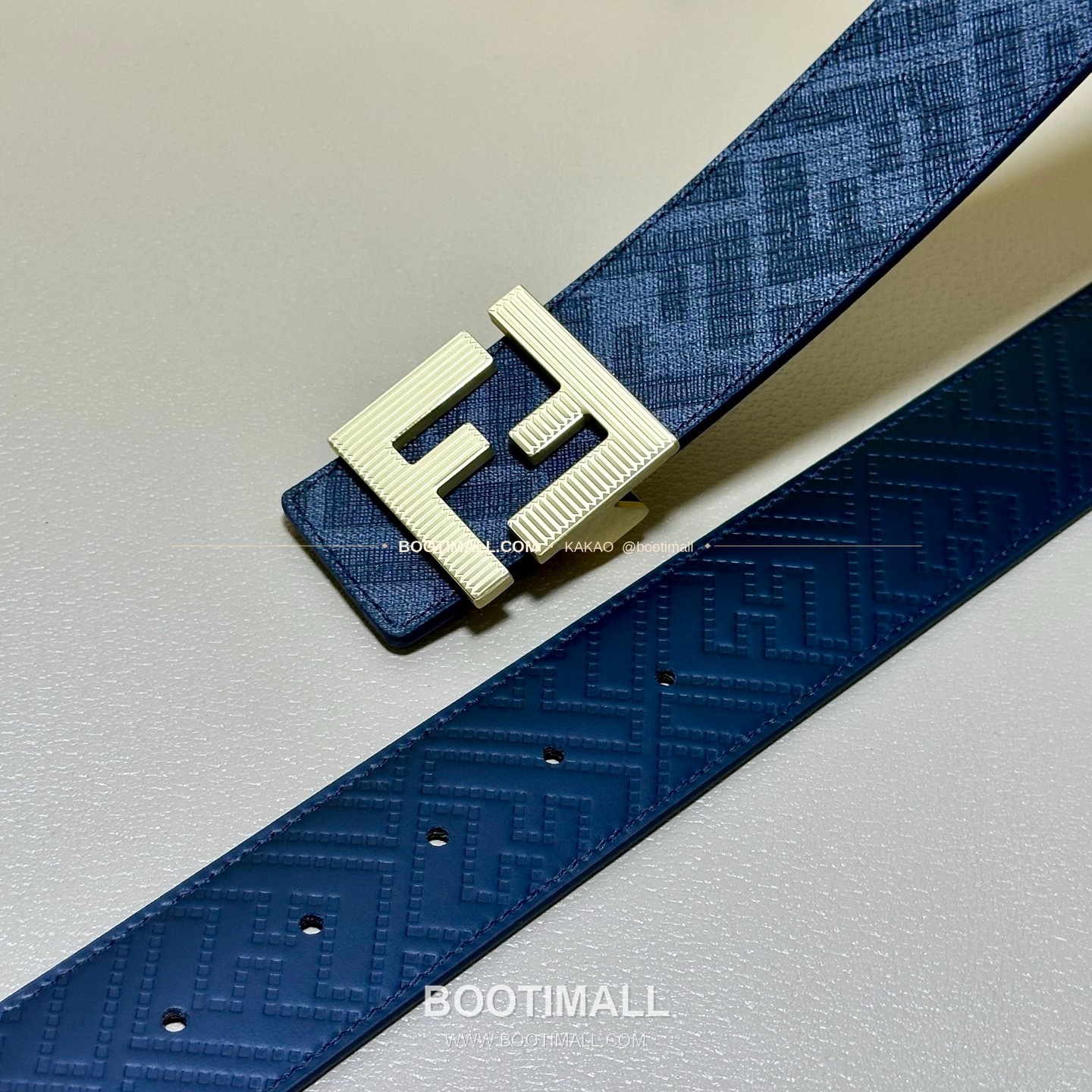 펜디 쿠오이오 로마노 가죽 FF 캔버스 리버서블 더블링 벨트 Fendi Cuoio Romano Leather FF Canvas Reversible Double Ring Belt 4cm 3