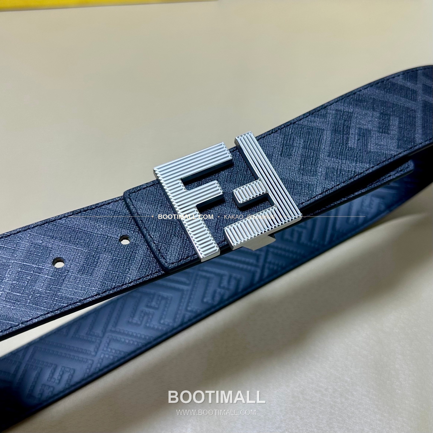 펜디 쿠오이오 로마노 가죽 FF 캔버스 리버서블 더블링 벨트 Fendi Cuoio Romano Leather FF Canvas Reversible Double Ring Belt 4cm 2