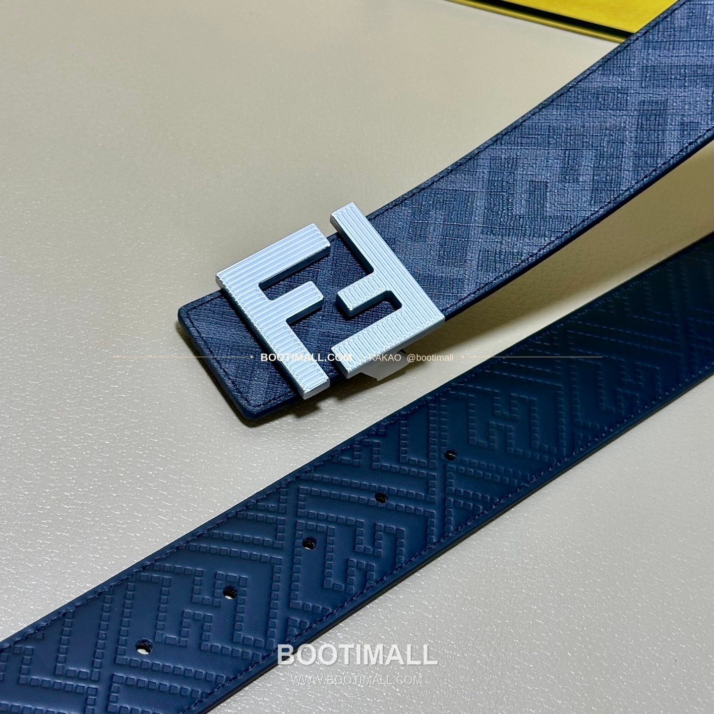 펜디 쿠오이오 로마노 가죽 FF 캔버스 리버서블 더블링 벨트 Fendi Cuoio Romano Leather FF Canvas Reversible Double Ring Belt 4cm 3