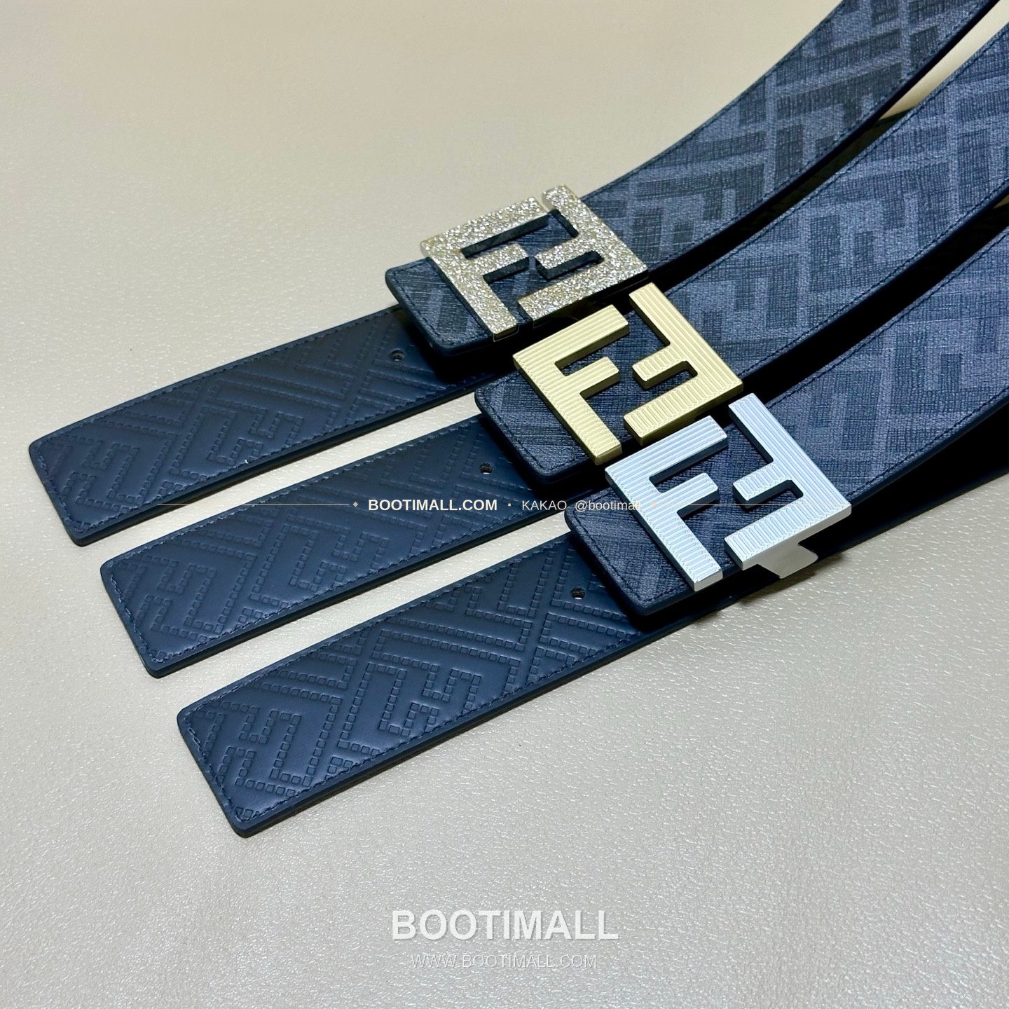 펜디 쿠오이오 로마노 가죽 FF 캔버스 리버서블 더블링 벨트 Fendi Cuoio Romano Leather FF Canvas Reversible Double Ring Belt 4cm 6