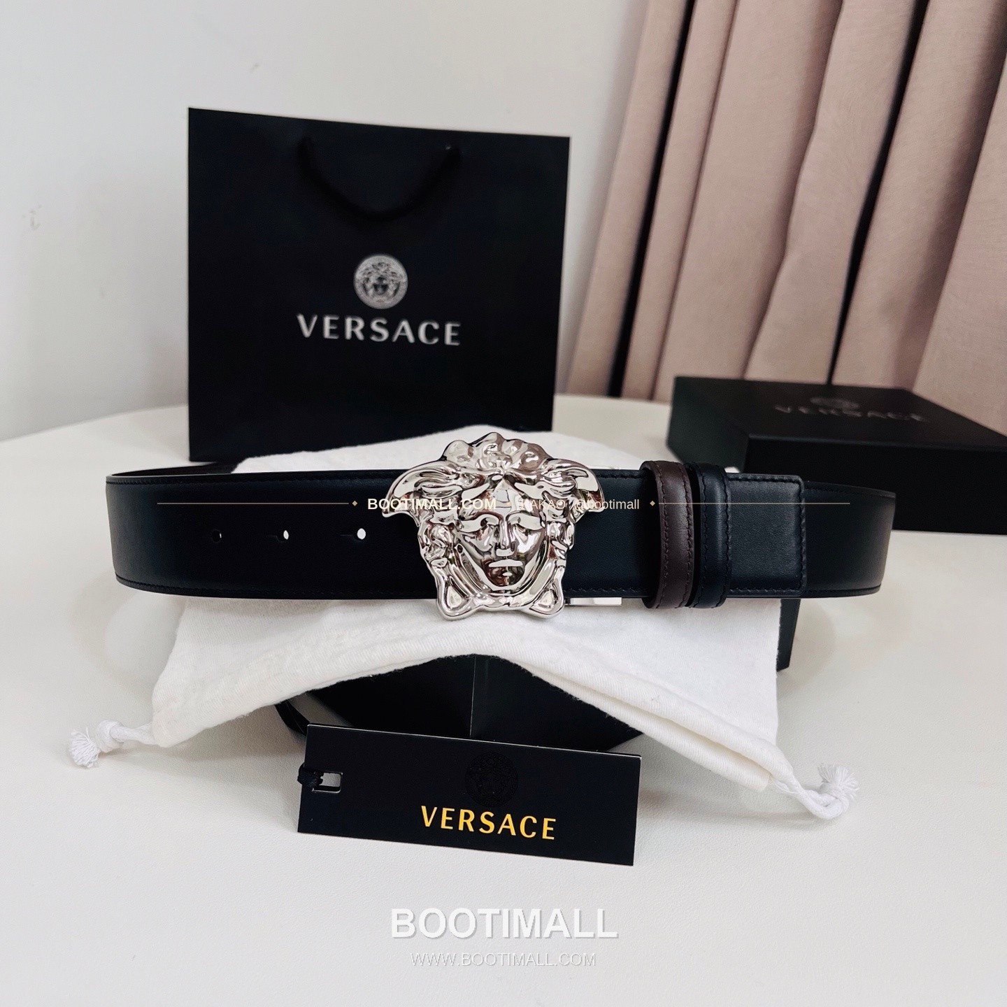 베르사체 카프스킨 메두사 리버서블 블랙 브라운 벨트 Versace Calfskin Medusa Reversible Black Brown Belt 4cm 1