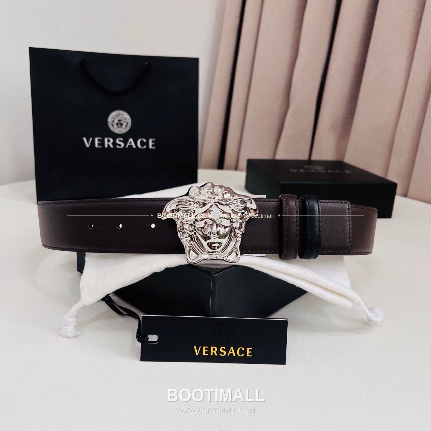 베르사체 카프스킨 메두사 리버서블 블랙 브라운 벨트 Versace Calfskin Medusa Reversible Black Brown Belt 4cm 2