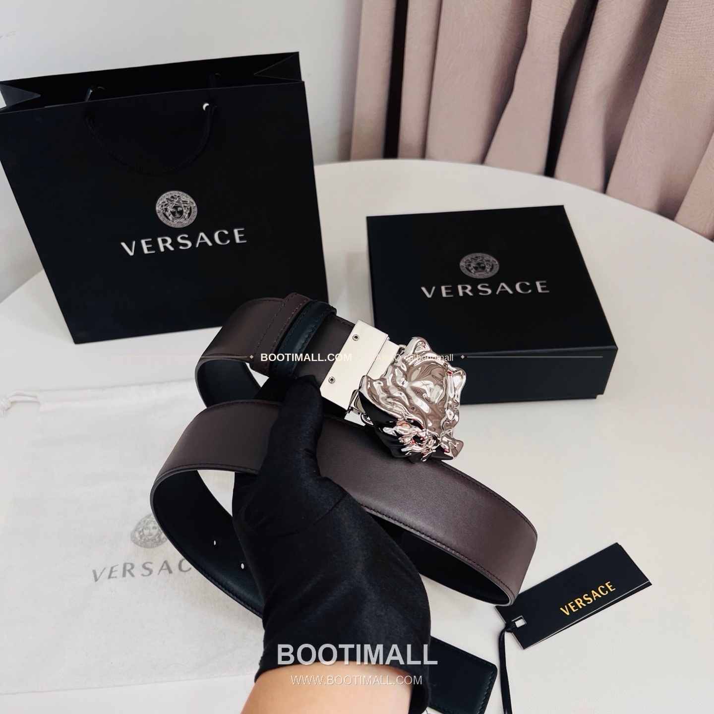 베르사체 카프스킨 메두사 리버서블 블랙 브라운 벨트 Versace Calfskin Medusa Reversible Black Brown Belt 4cm 7