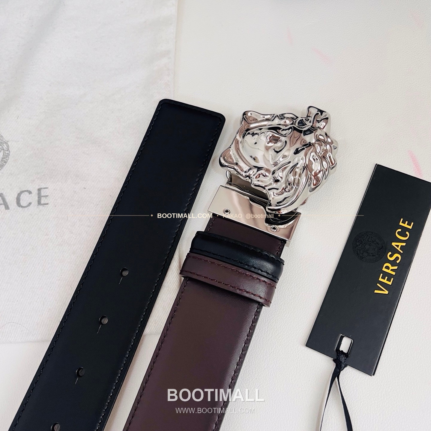 베르사체 카프스킨 메두사 리버서블 블랙 브라운 벨트 Versace Calfskin Medusa Reversible Black Brown Belt 4cm 8
