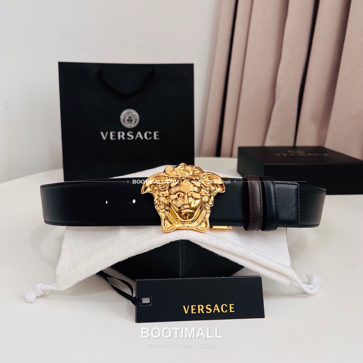 베르사체 카프스킨 메두사 리버서블 블랙 브라운 벨트 Versace Calfskin Medusa Reversible Black Brown Belt 4cm 1