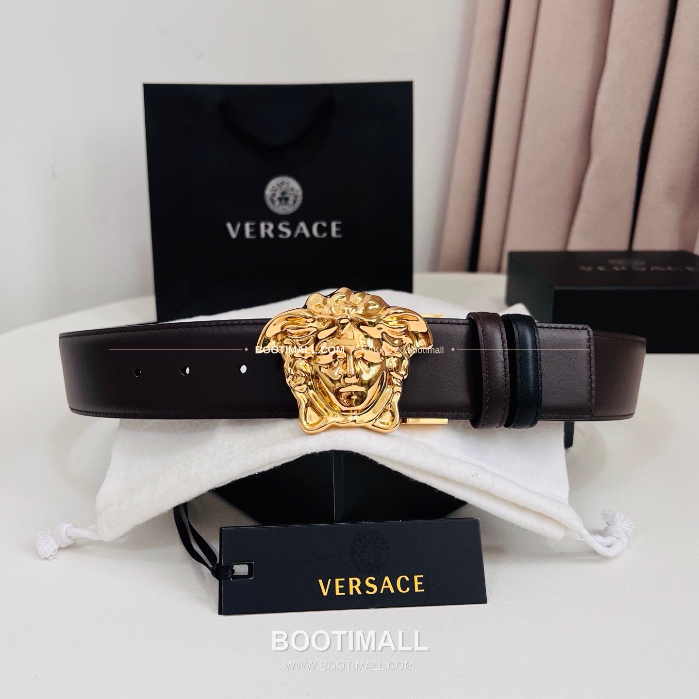 베르사체 카프스킨 메두사 리버서블 블랙 브라운 벨트 Versace Calfskin Medusa Reversible Black Brown Belt 4cm 2