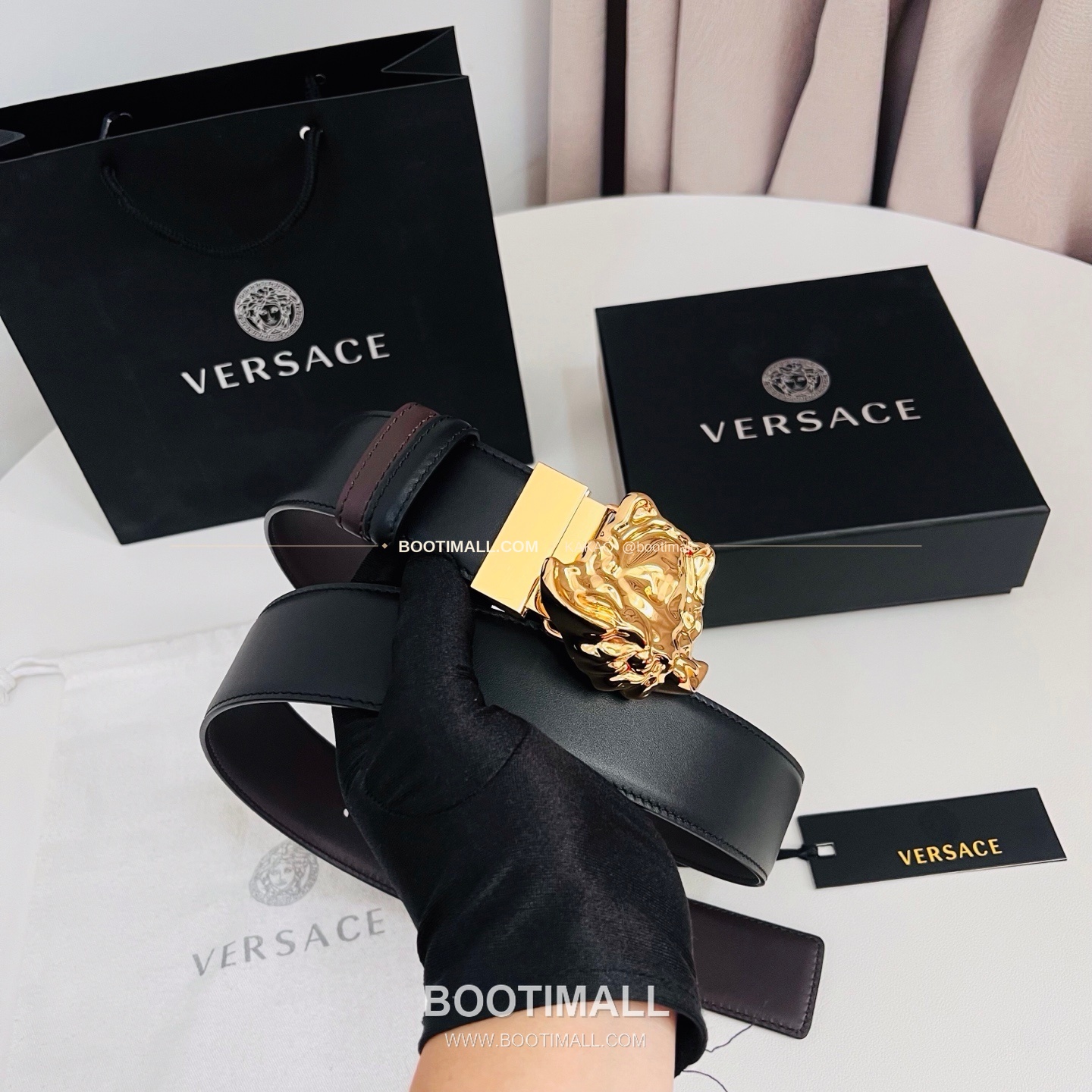 베르사체 카프스킨 메두사 리버서블 블랙 브라운 벨트 Versace Calfskin Medusa Reversible Black Brown Belt 4cm 4
