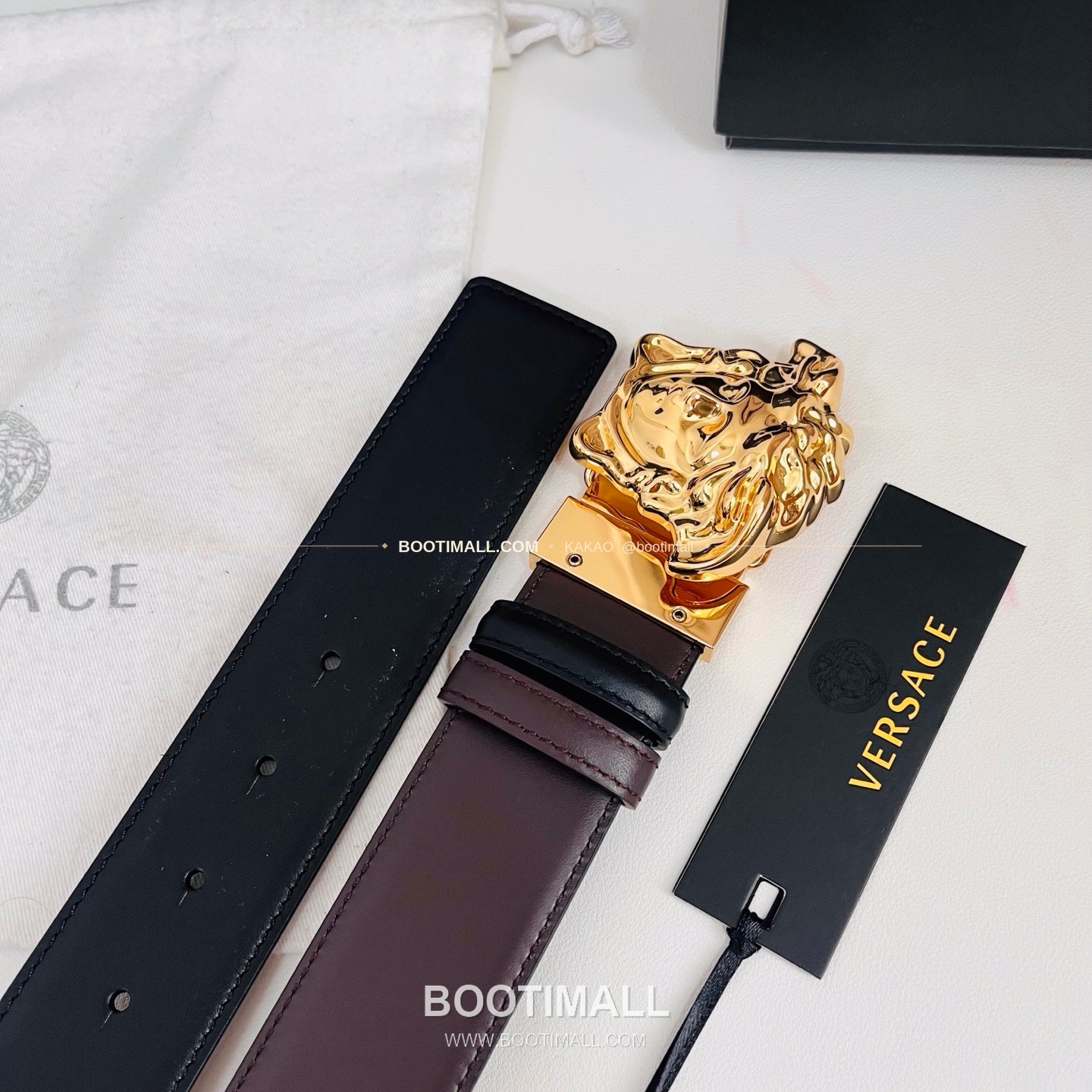 베르사체 카프스킨 메두사 리버서블 블랙 브라운 벨트 Versace Calfskin Medusa Reversible Black Brown Belt 4cm 6