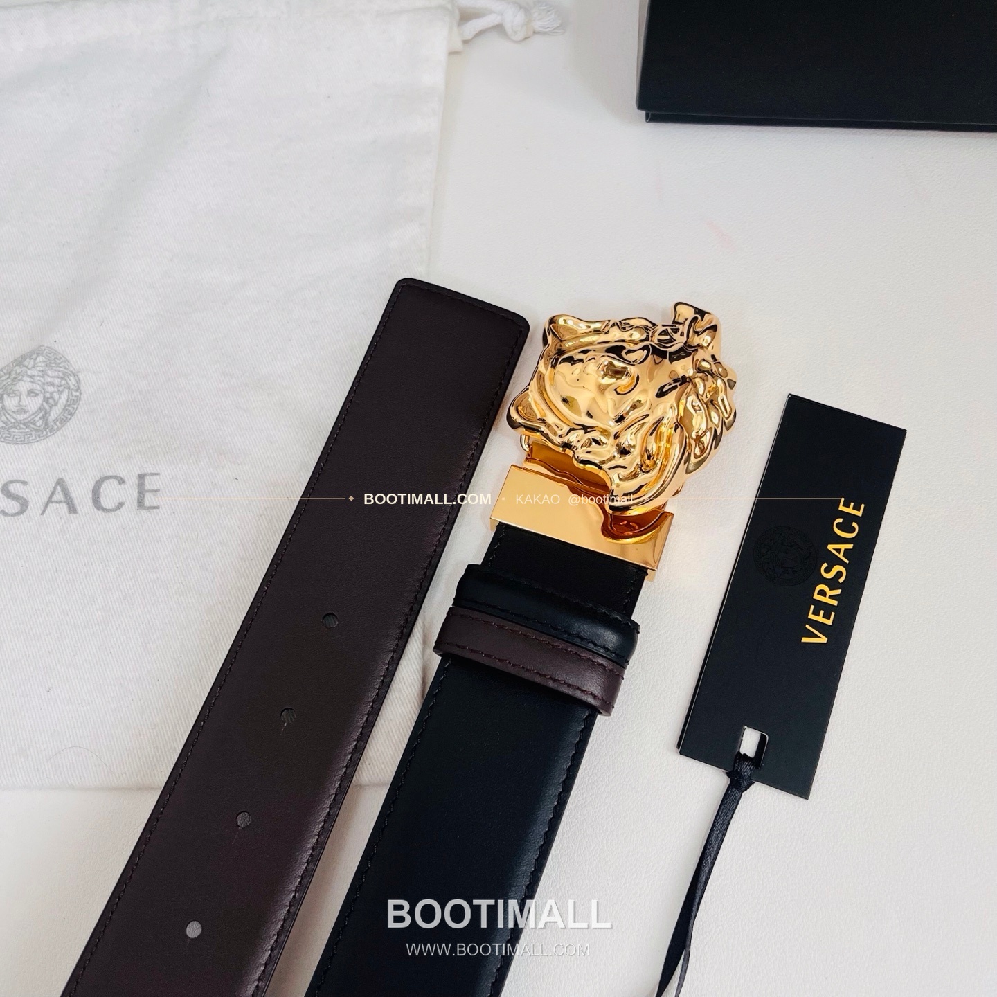 베르사체 카프스킨 메두사 리버서블 블랙 브라운 벨트 Versace Calfskin Medusa Reversible Black Brown Belt 4cm 7