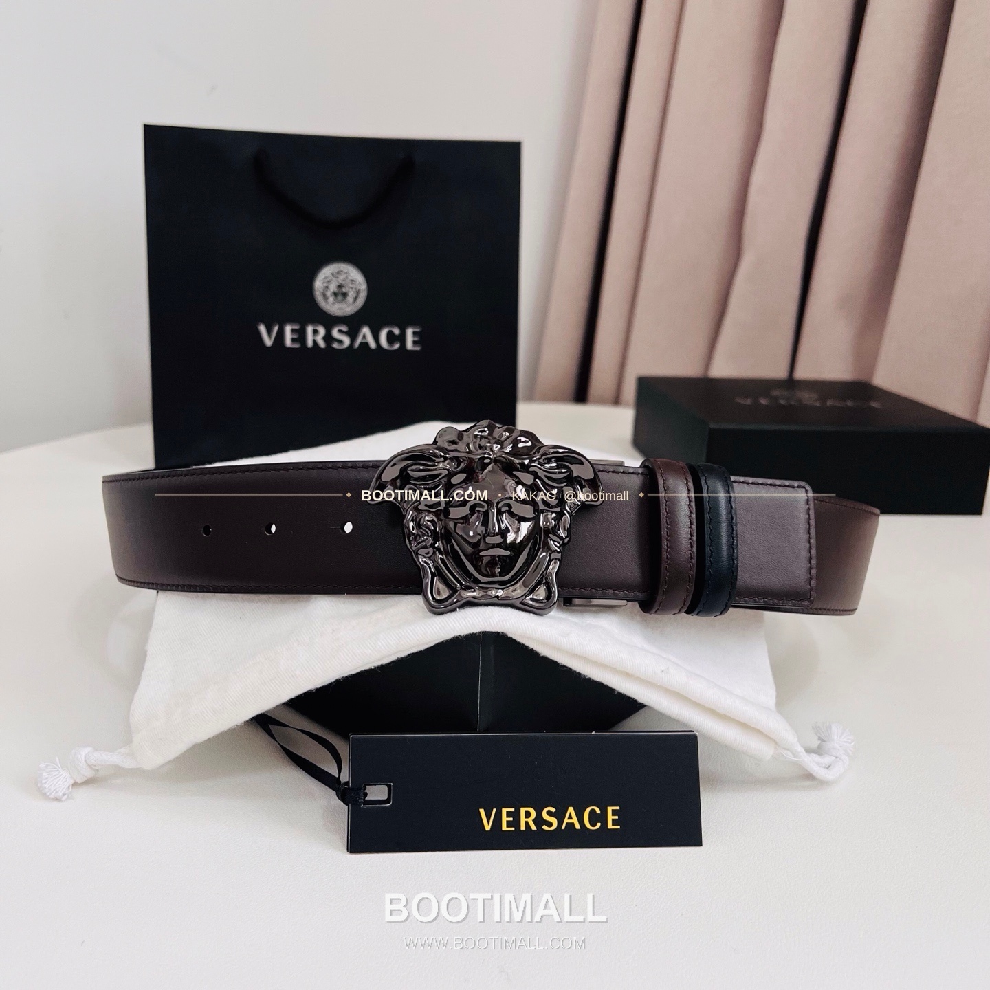 베르사체 카프스킨 메두사 리버서블 블랙 브라운 벨트 Versace Calfskin Medusa Reversible Black Brown Belt 4cm 2