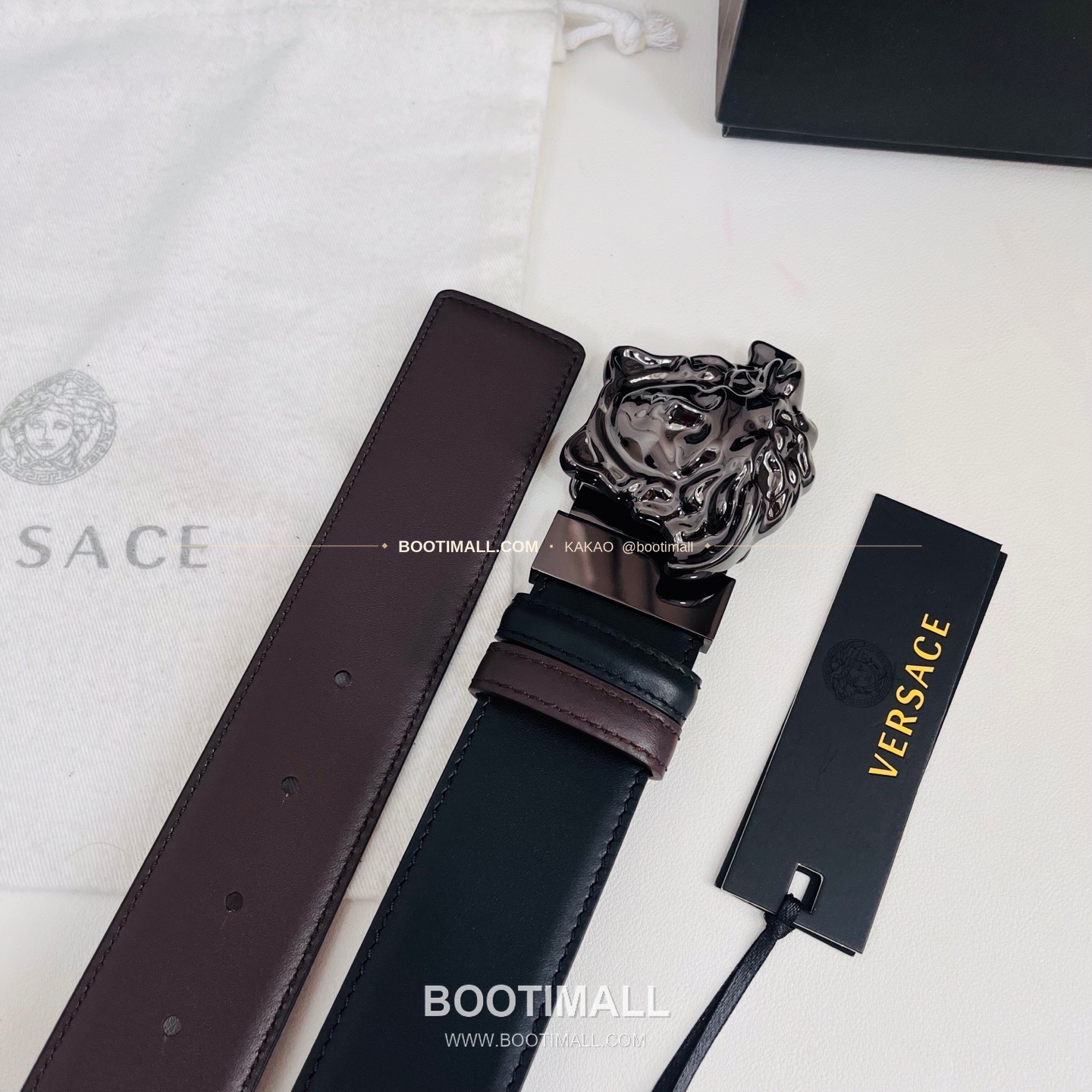 베르사체 카프스킨 메두사 리버서블 블랙 브라운 벨트 Versace Calfskin Medusa Reversible Black Brown Belt 4cm 9