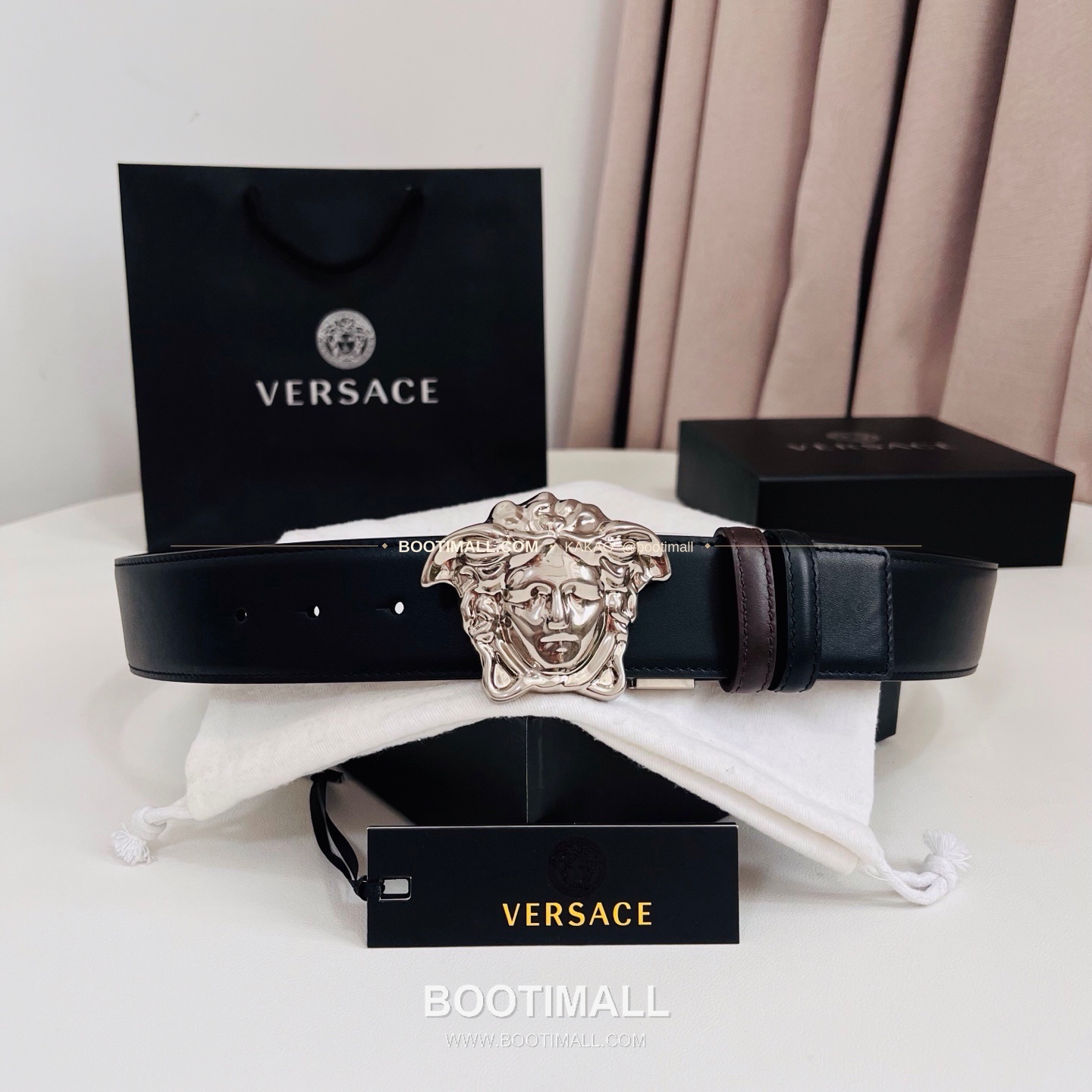 베르사체 카프스킨 메두사 리버서블 블랙 브라운 벨트 Versace Calfskin Medusa Reversible Black Brown Belt 4cm 1
