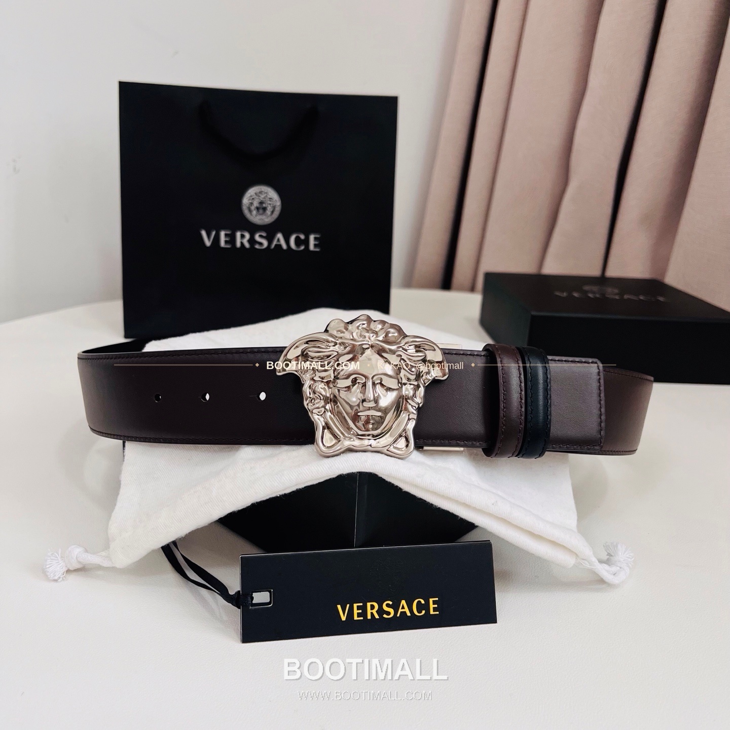 베르사체 카프스킨 메두사 리버서블 블랙 브라운 벨트 Versace Calfskin Medusa Reversible Black Brown Belt 4cm 2