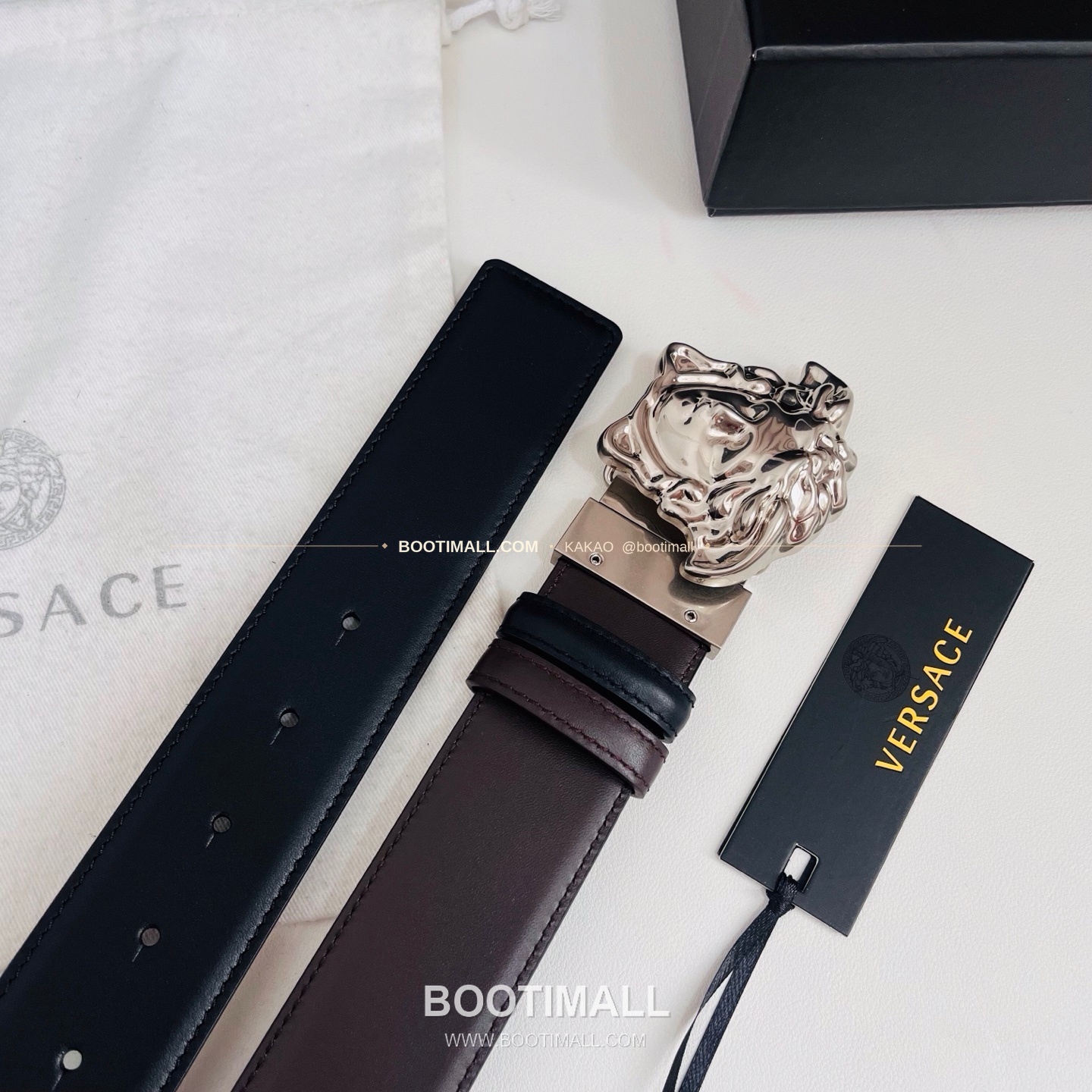 베르사체 카프스킨 메두사 리버서블 블랙 브라운 벨트 Versace Calfskin Medusa Reversible Black Brown Belt 4cm 8
