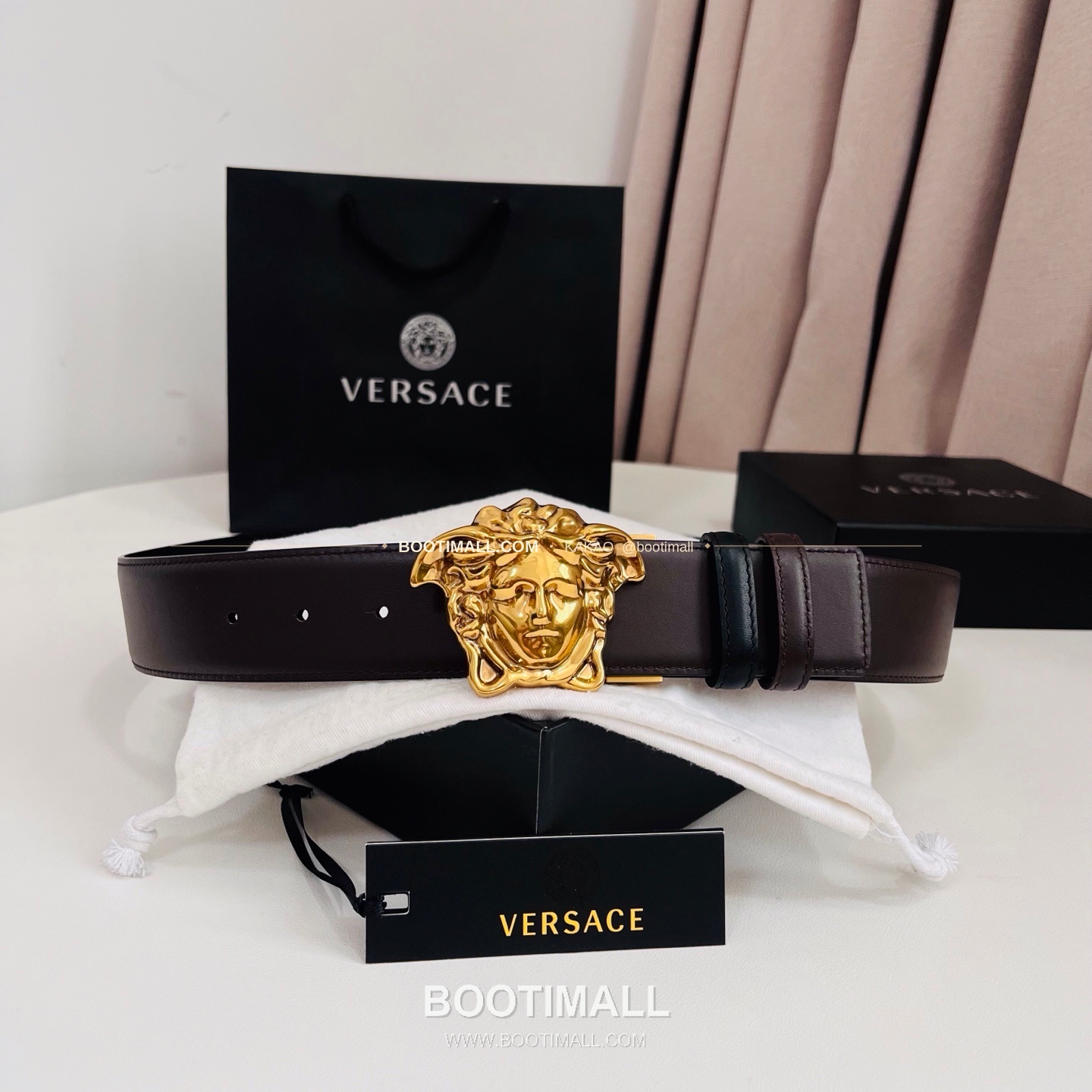 베르사체 카프스킨 메두사 리버서블 블랙 브라운 벨트 Versace Calfskin Medusa Reversible Black Brown Belt 4cm 2