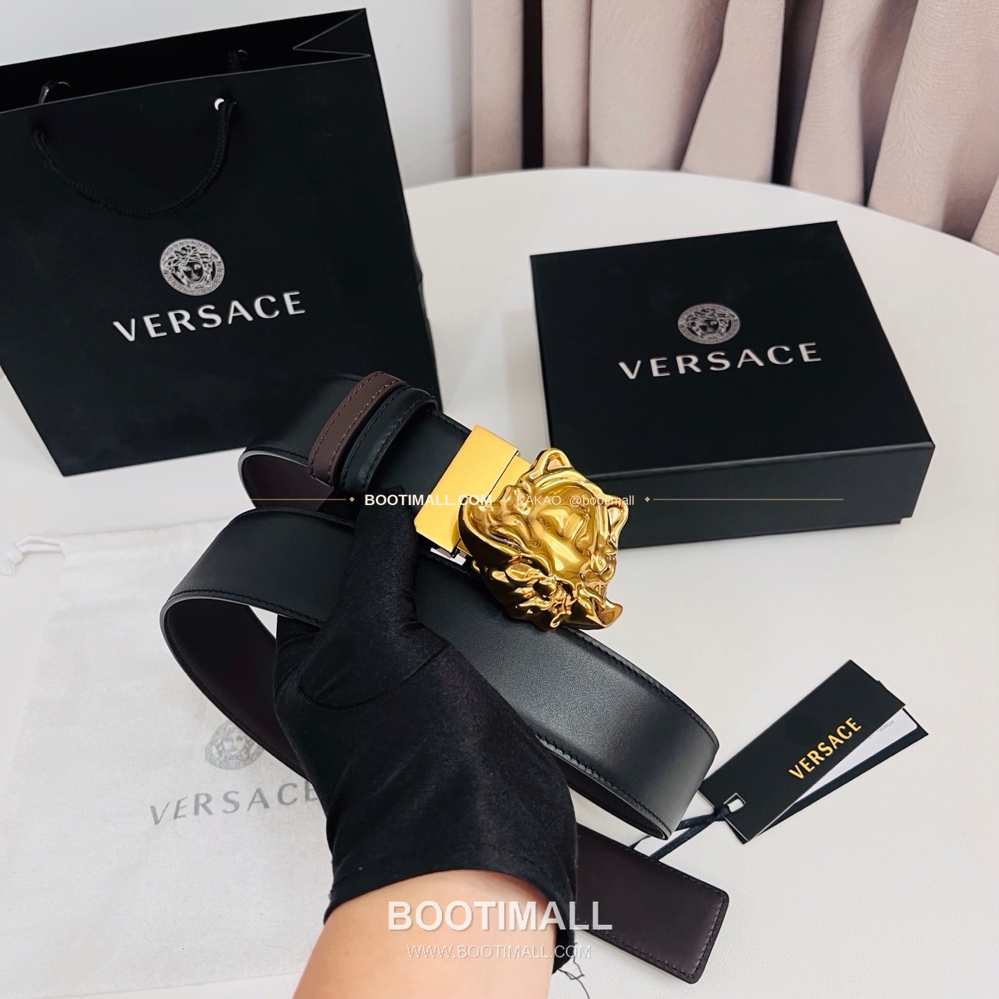베르사체 카프스킨 메두사 리버서블 블랙 브라운 벨트 Versace Calfskin Medusa Reversible Black Brown Belt 4cm 4