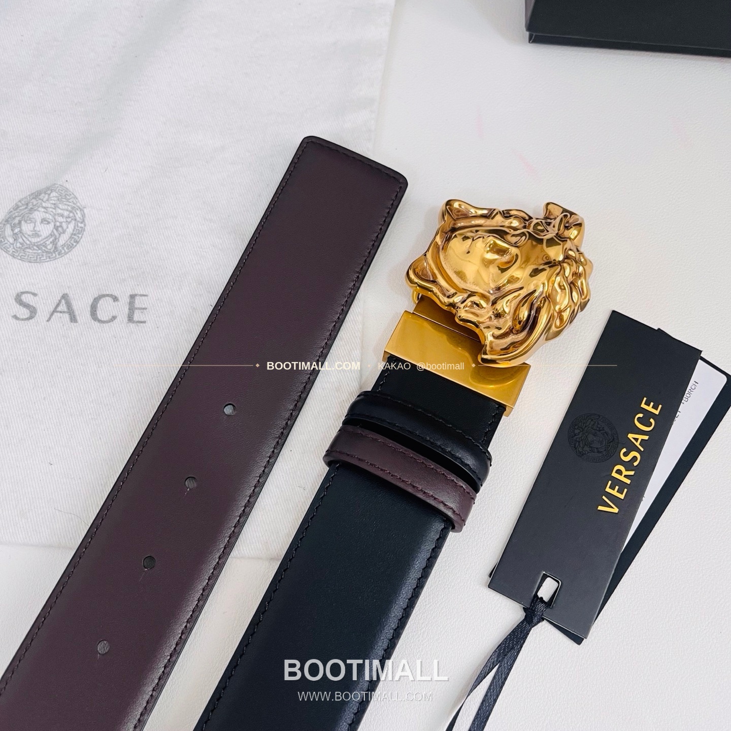 베르사체 카프스킨 메두사 리버서블 블랙 브라운 벨트 Versace Calfskin Medusa Reversible Black Brown Belt 4cm 5