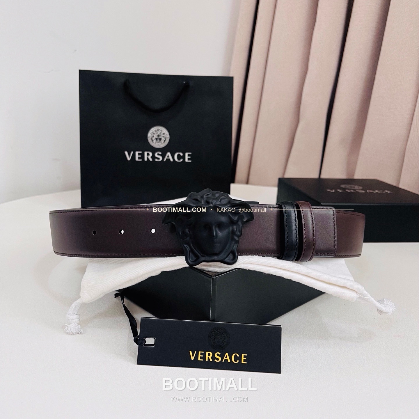 베르사체 카프스킨 메두사 리버서블 블랙 브라운 벨트 Versace Calfskin Medusa Reversible Black Brown Belt 4cm 2