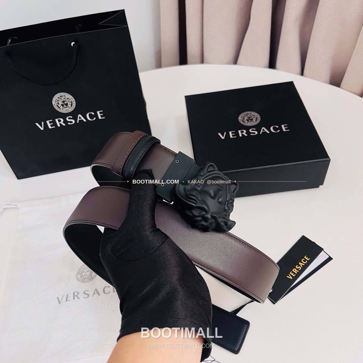 베르사체 카프스킨 메두사 리버서블 블랙 브라운 벨트 Versace Calfskin Medusa Reversible Black Brown Belt 4cm 7