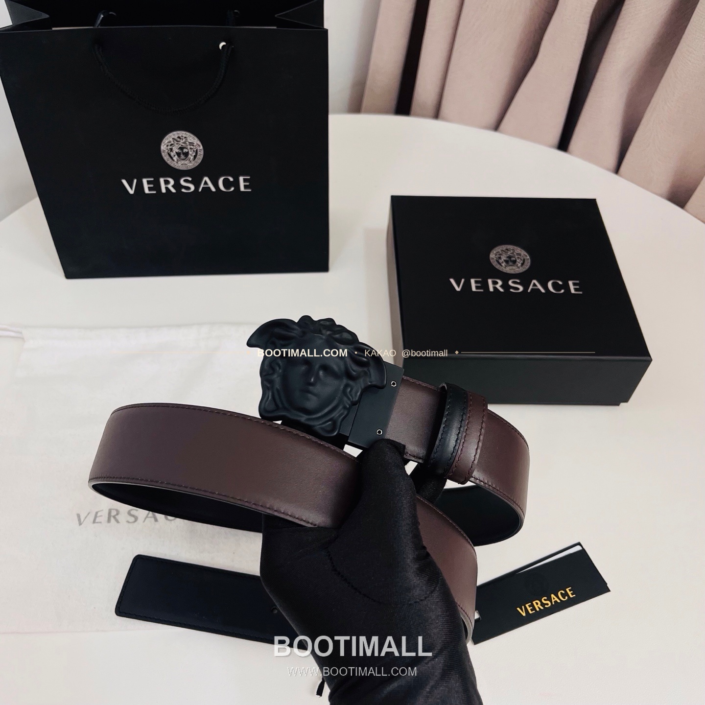 베르사체 카프스킨 메두사 리버서블 블랙 브라운 벨트 Versace Calfskin Medusa Reversible Black Brown Belt 4cm 8