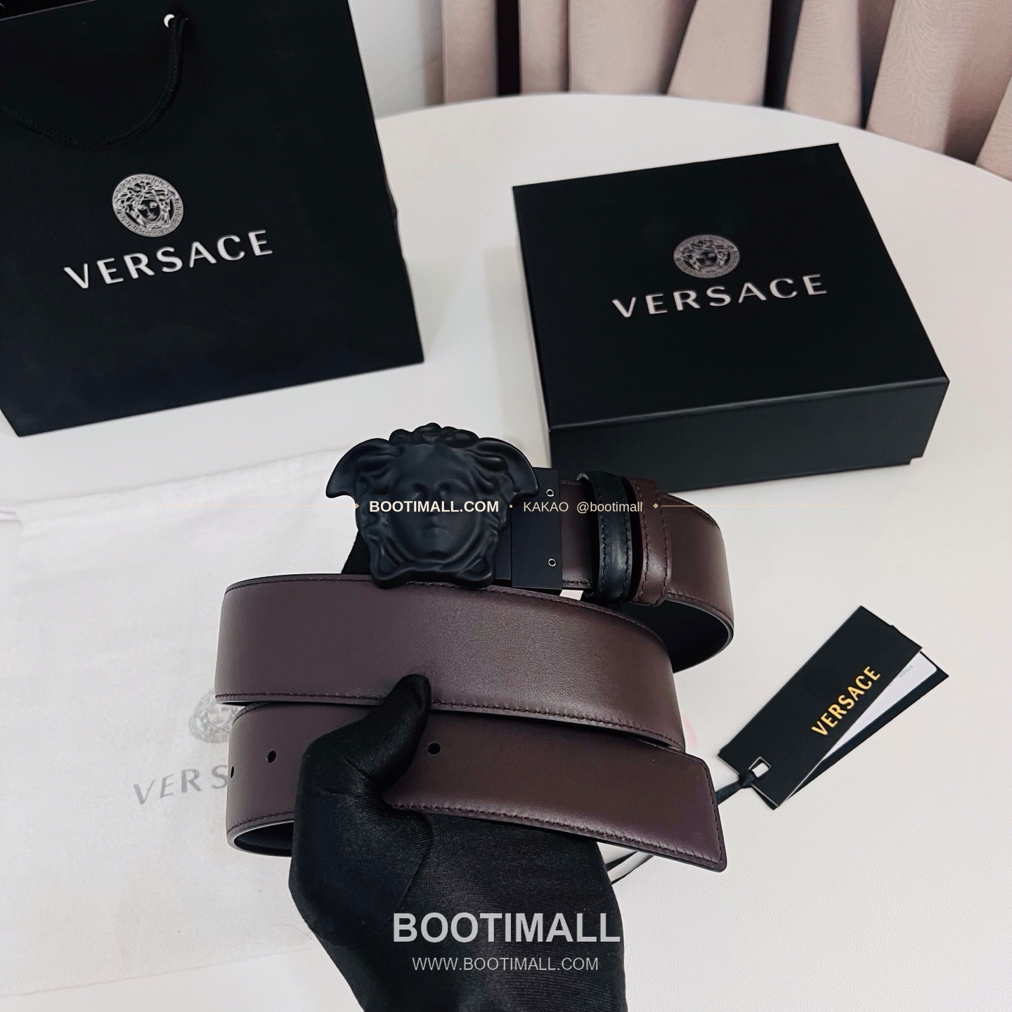 베르사체 카프스킨 메두사 리버서블 블랙 브라운 벨트 Versace Calfskin Medusa Reversible Black Brown Belt 4cm 9